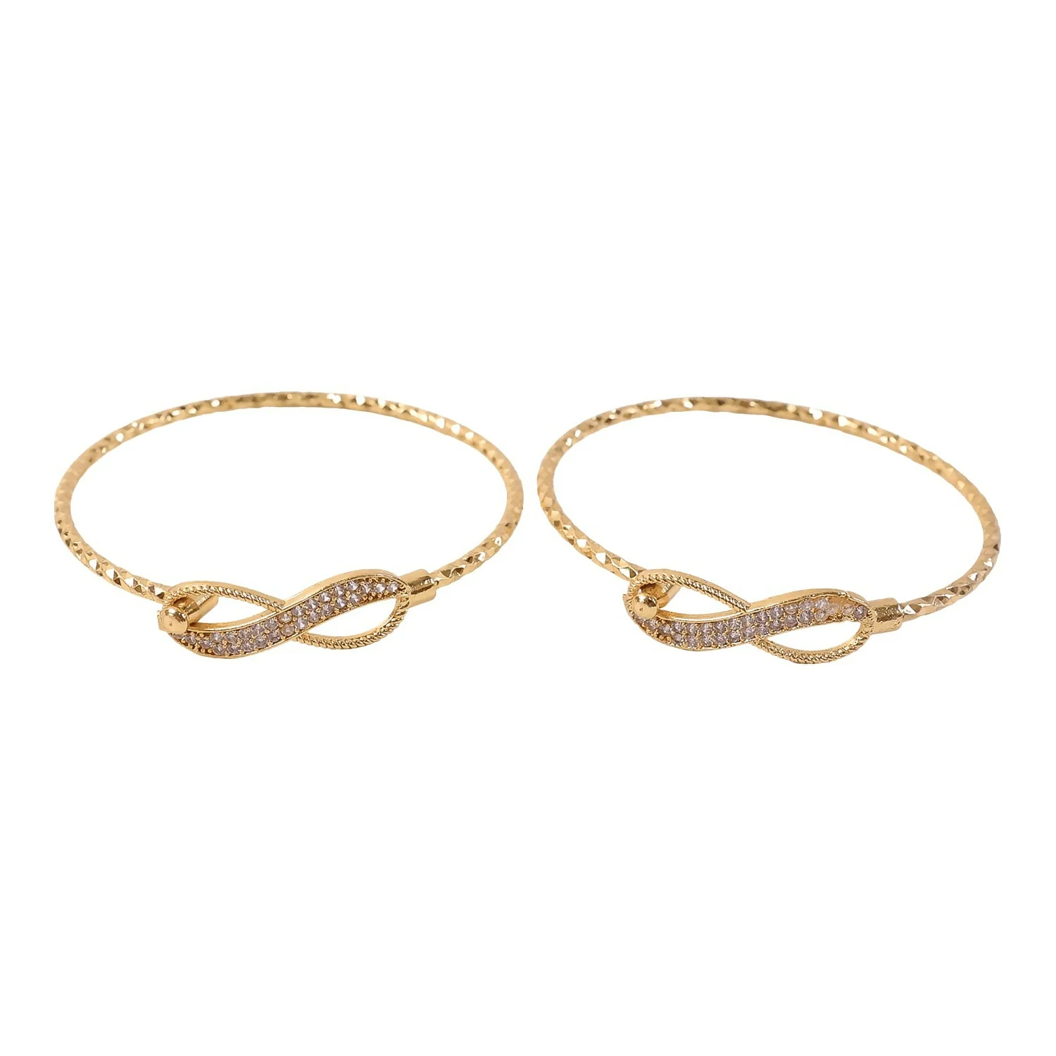 Gold Plated Infinity Design Stone Bracelet Pair - Image 5