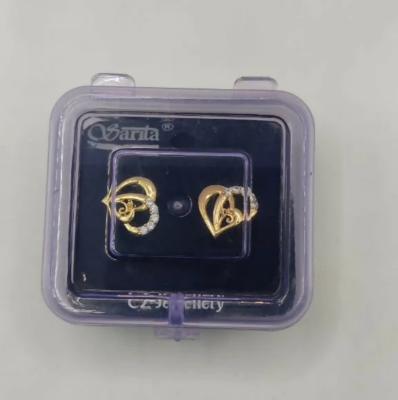 Gold Plated Interlocking Heart Stud Earrings with AD for women & girls - Image 5