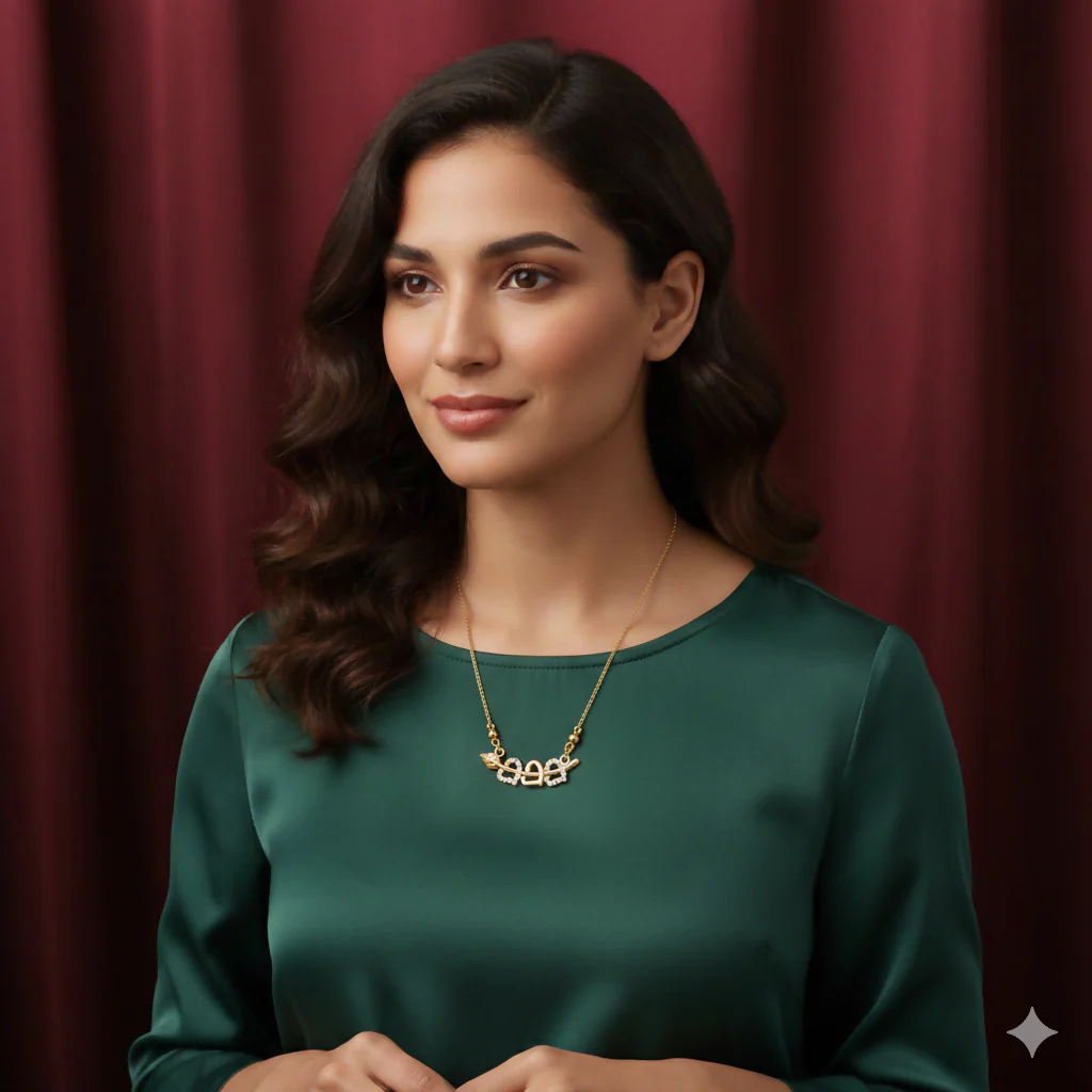 Gold Plated Interlocking Hearts Leaf AD Pendant Necklace For women and girls - Image 3