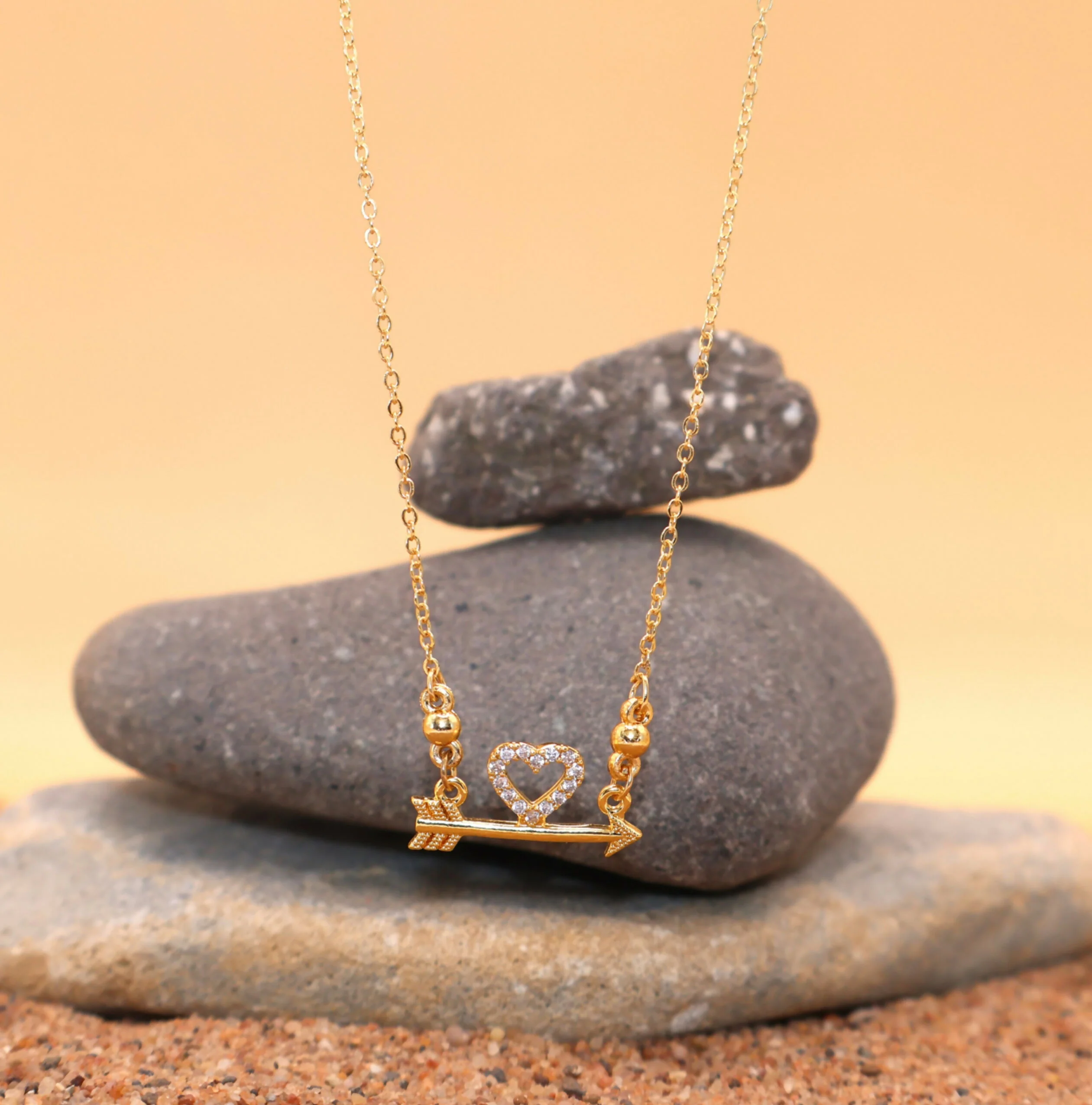 Gold Plated Love Heart AD Pendant Necklace For women and girls - Image 2