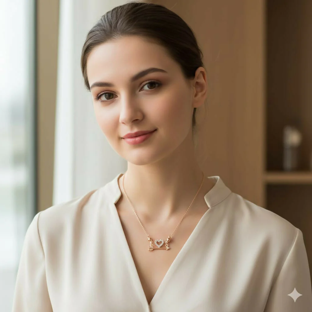 Gold Plated Love Heart AD Pendant Necklace For women and girls - Image 3