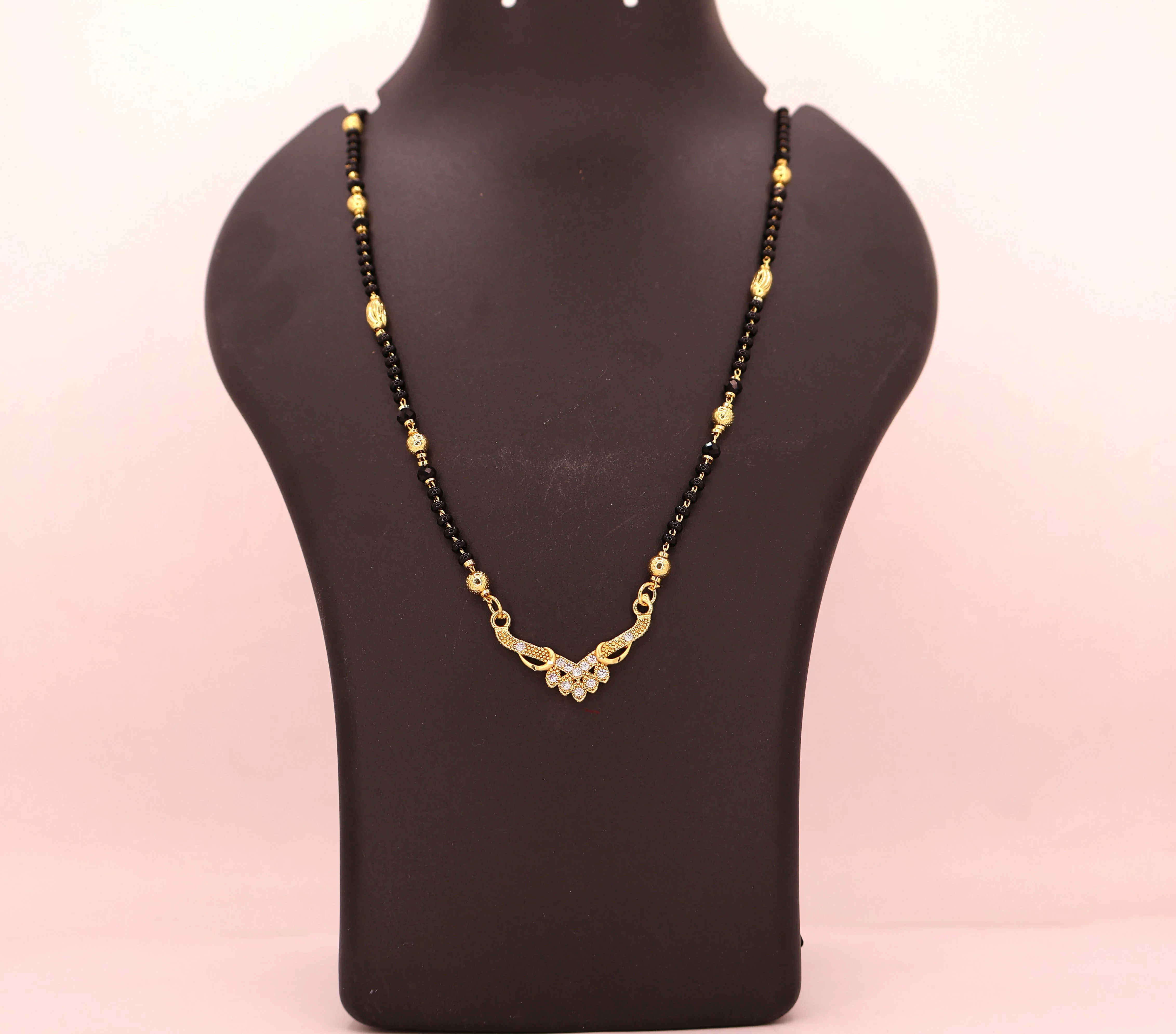 Gold Plated Mangalsutra with AD Floral Pendant - Image 4