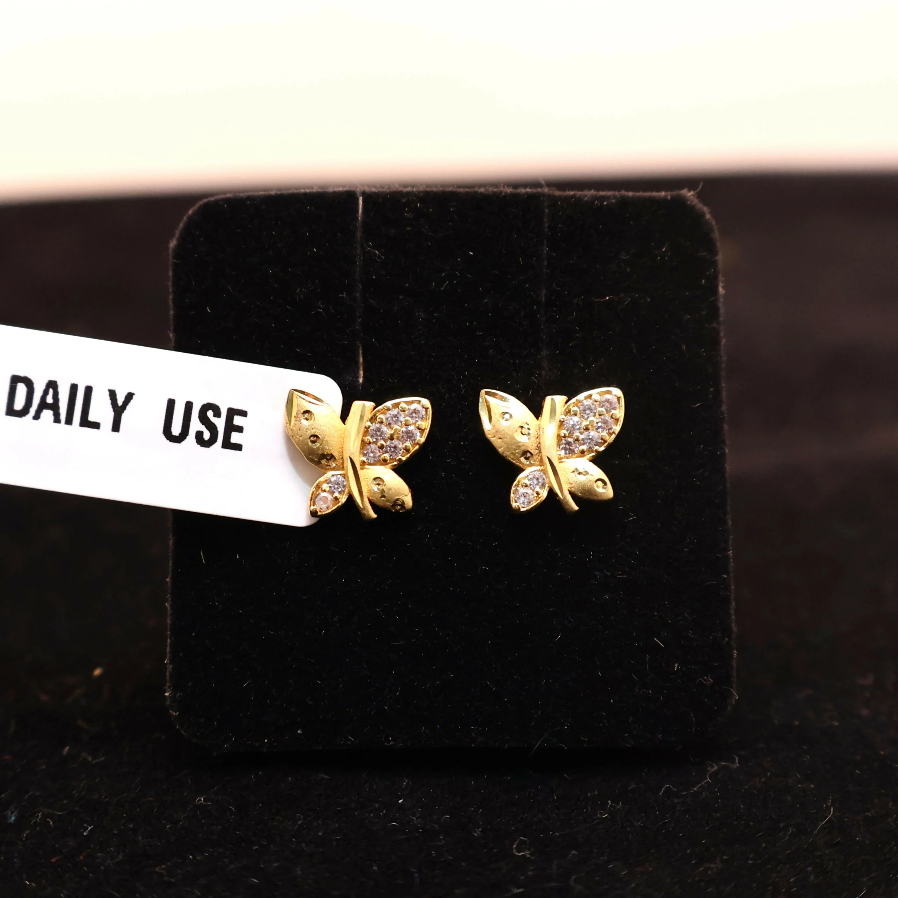 Gold Plated Matte Butterfly earing Studs with AD for women and girls - Image 4