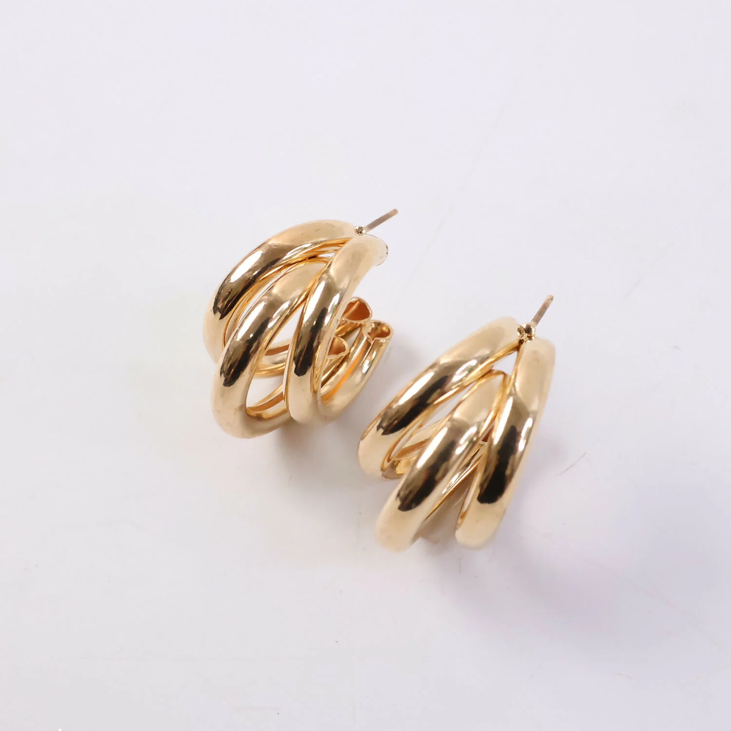 Gold Plated Multi Layer Hoop Earrings for Women & Girls – Stylish Chunky Hoop Fashion Earrings - Image 5