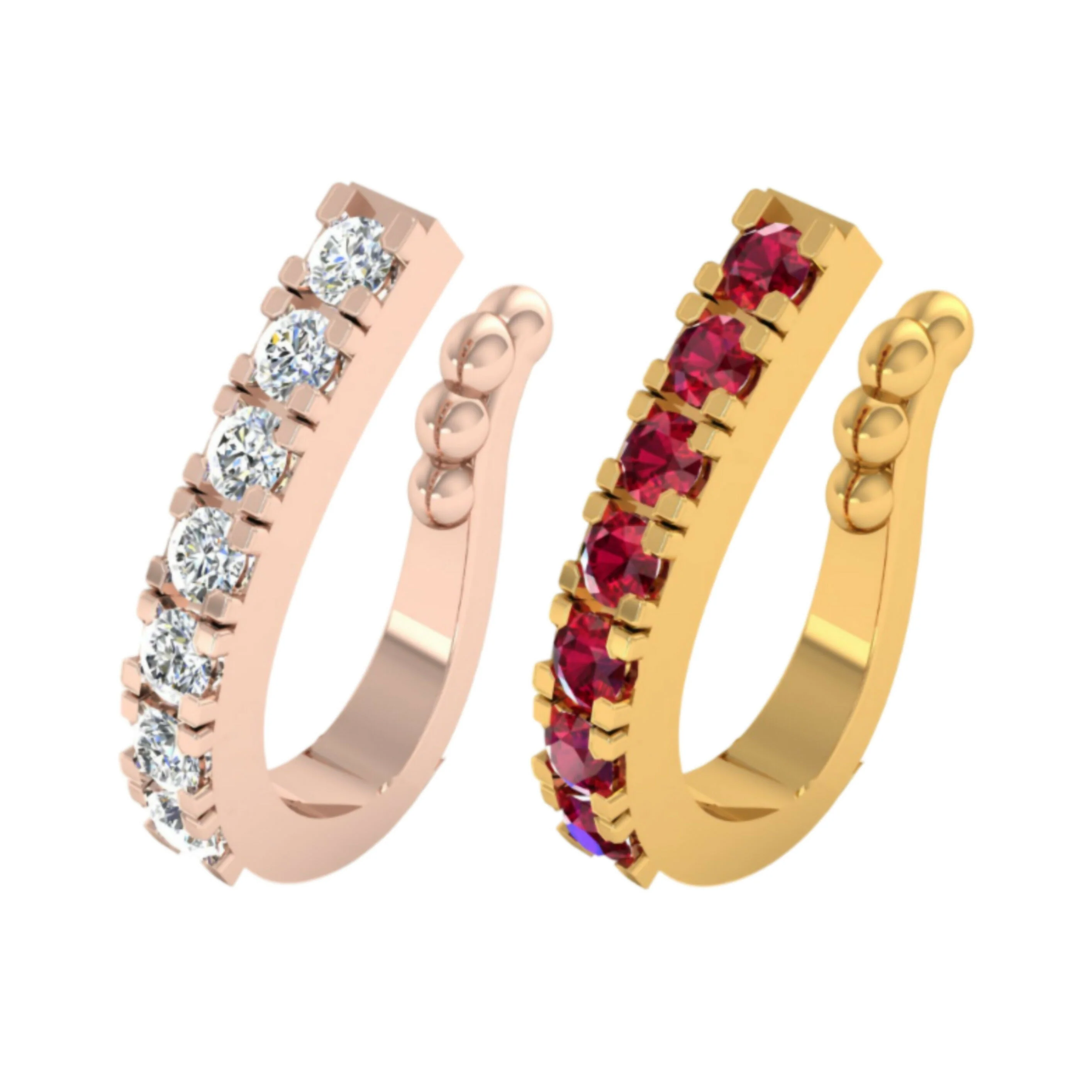 Gold Plated Non-Pierced Nose Ring Pin Set for Women Combo Pack of 2 - Image 2
