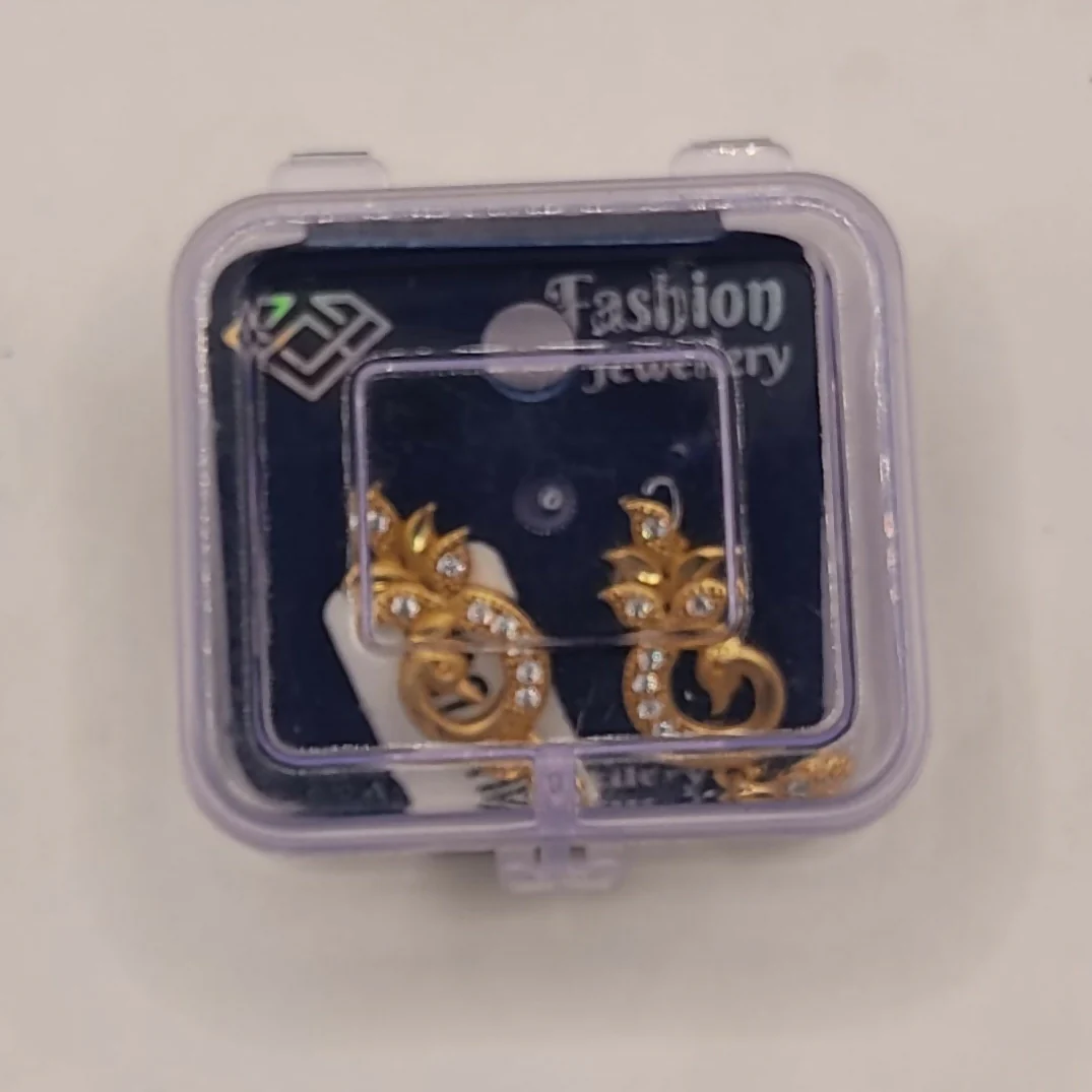 Gold-Plated Peacock Drop Earrings with AD for women and girls - Image 5
