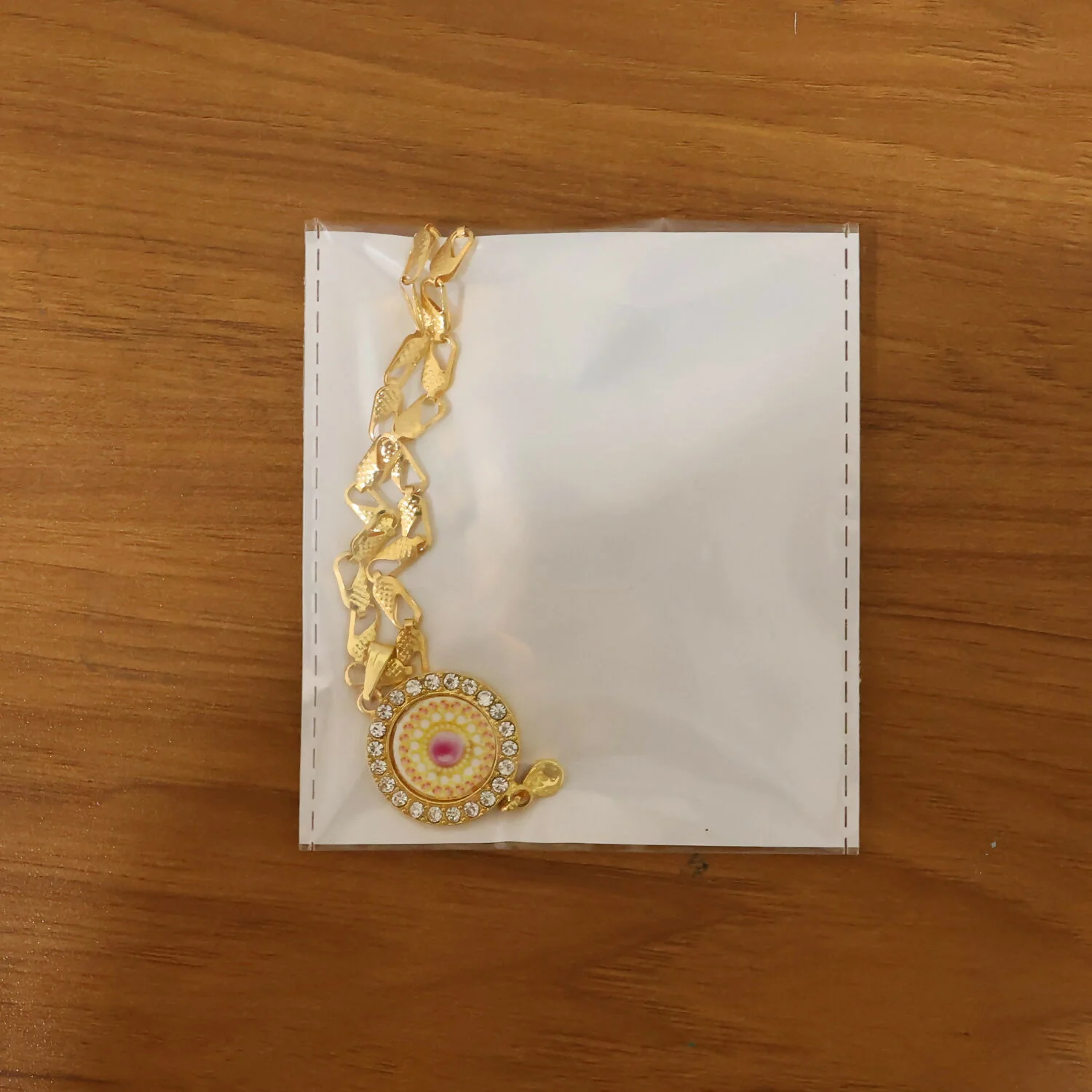 Gold Plated Pendant Necklace with Stone Studded Design - Image 7