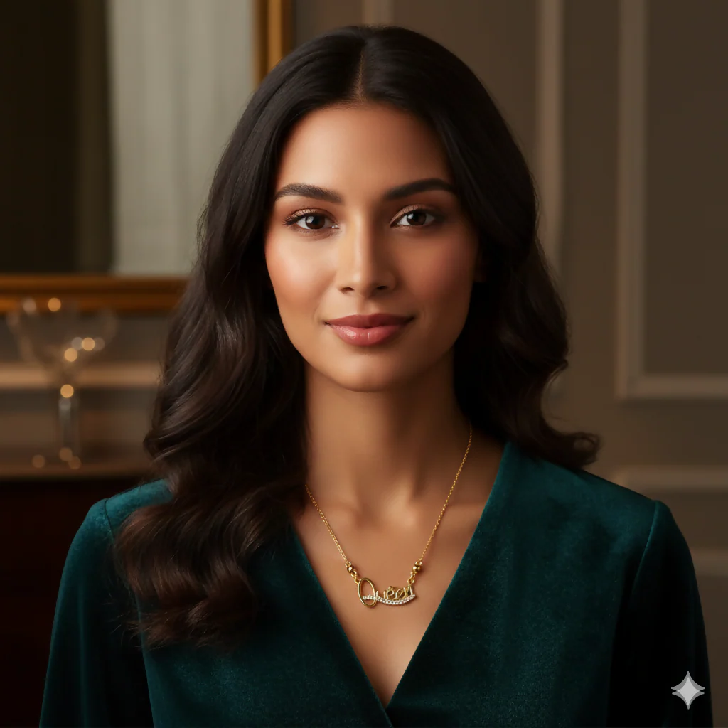 Gold Plated Queen Necklace with AD for women and girls - Image 3