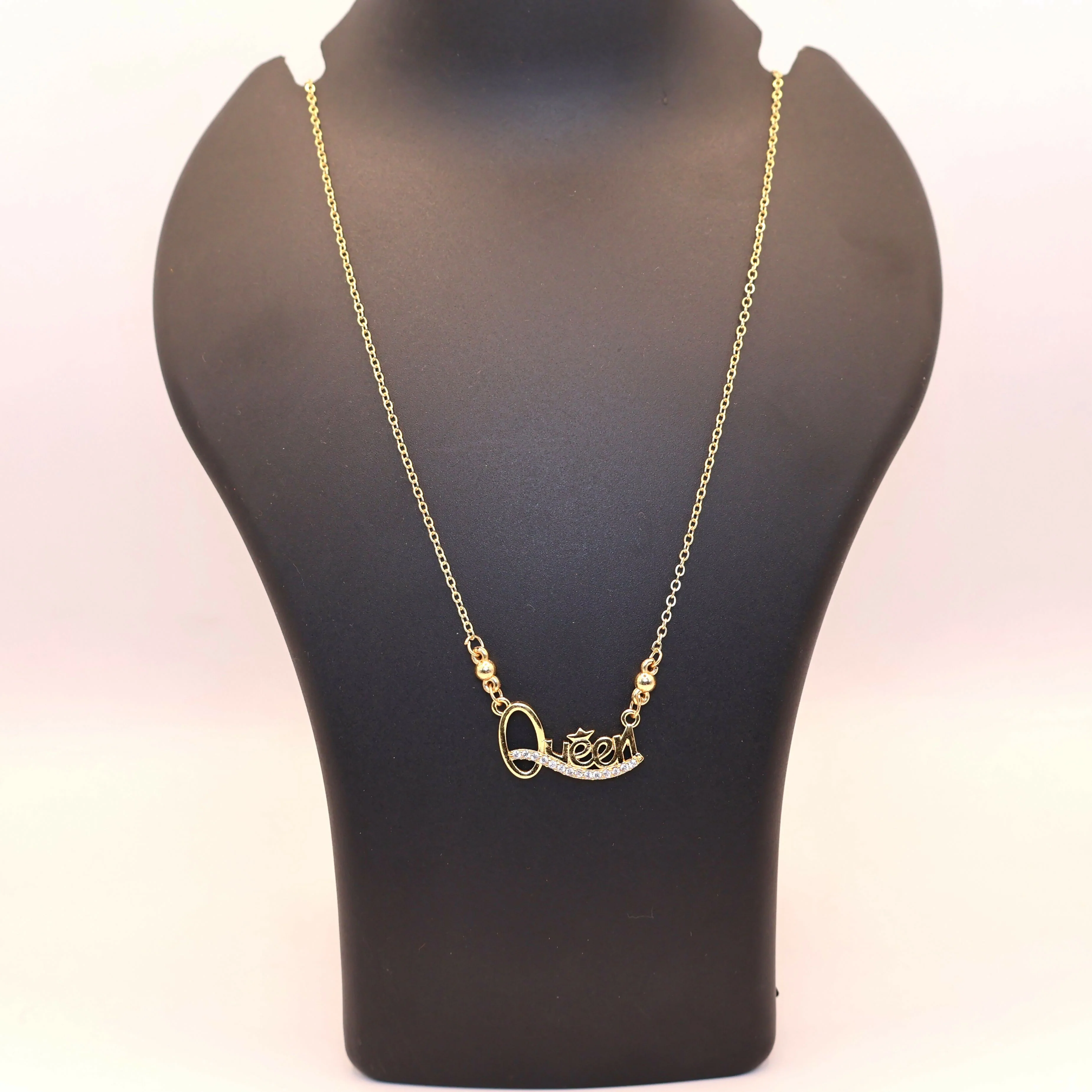 Gold Plated Queen Necklace with AD for women and girls - Image 4