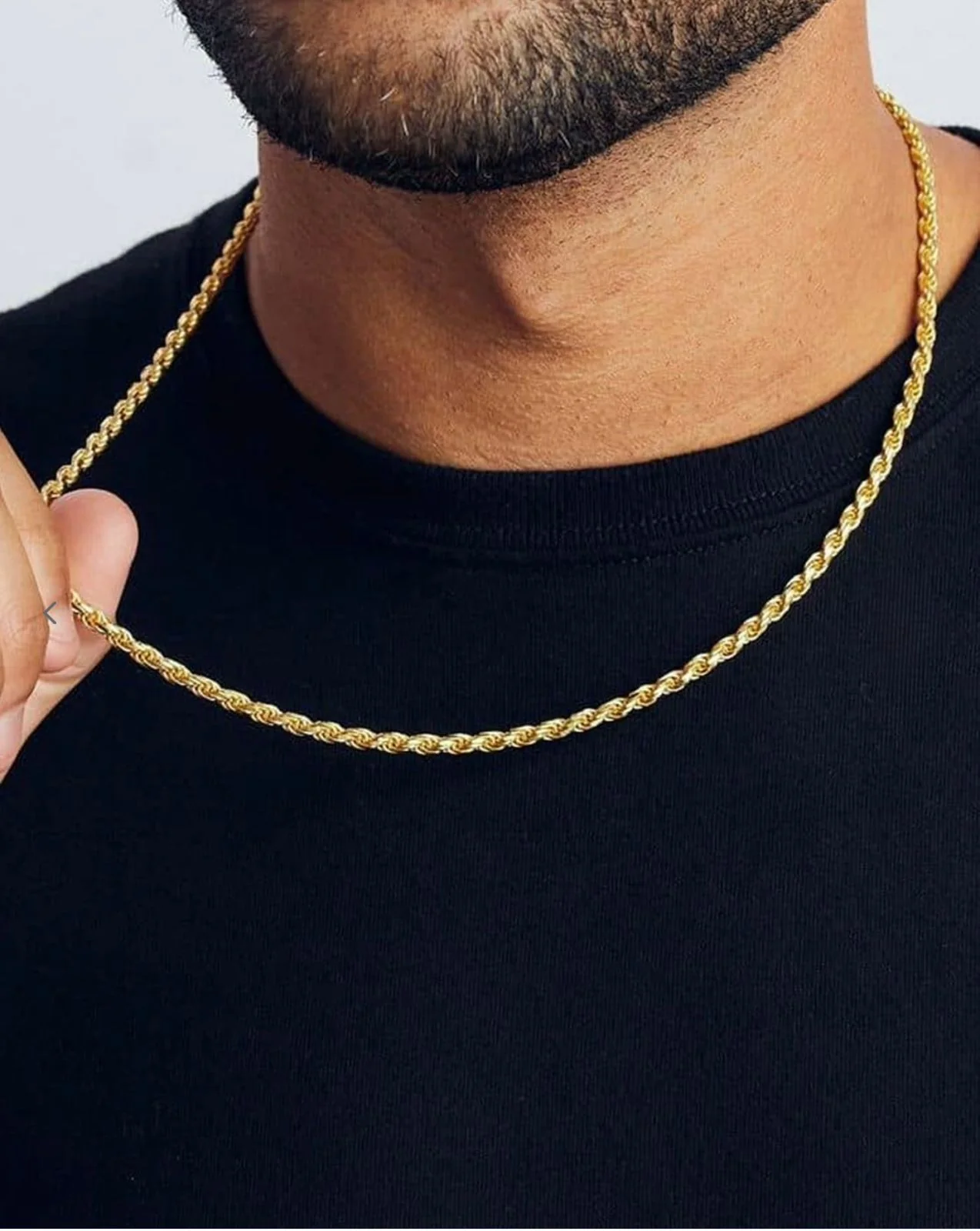 Gold Plated Rope Chain For Men and Women (Thin) - Image 3
