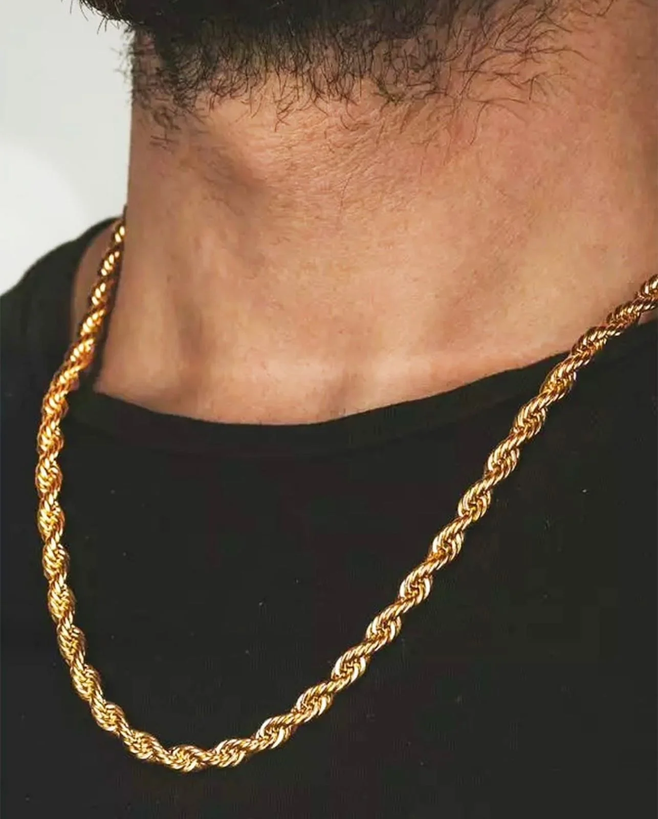 Gold Plated Rope Chain For Men and Women (Thin) - Image 4