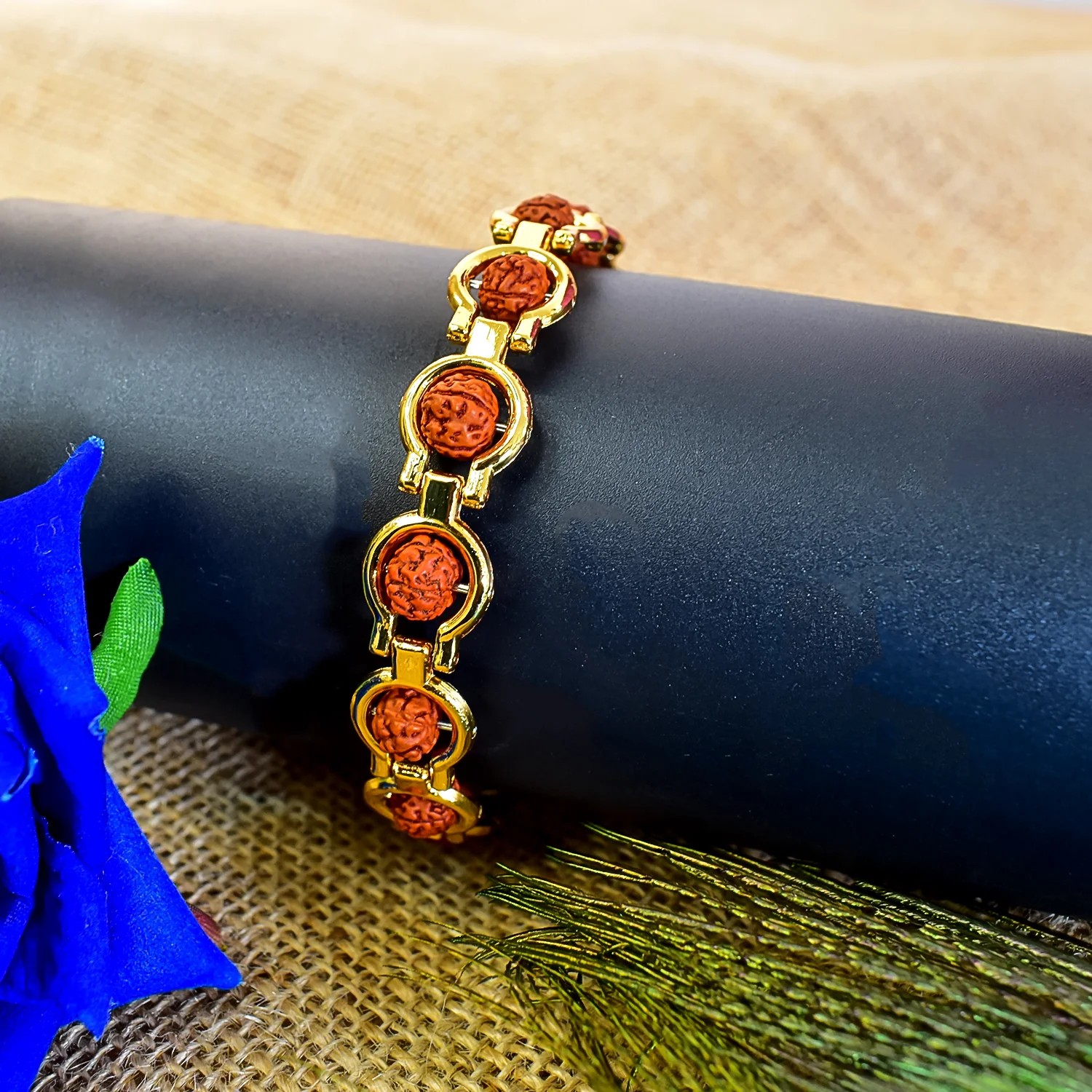 Gold-Plated Rudraksh  Bracelet - Image 2
