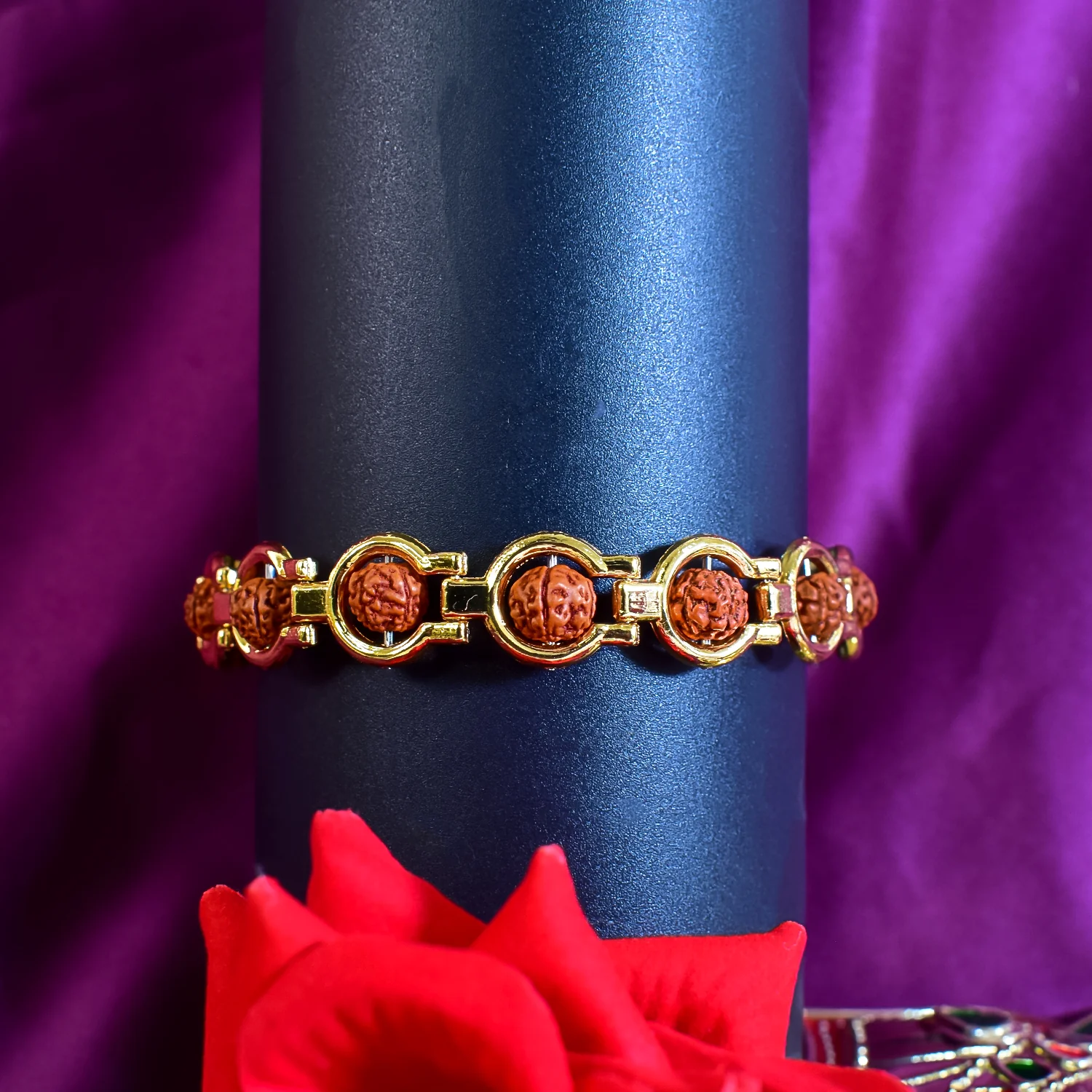 Gold-Plated Rudraksh  Bracelet - Image 3