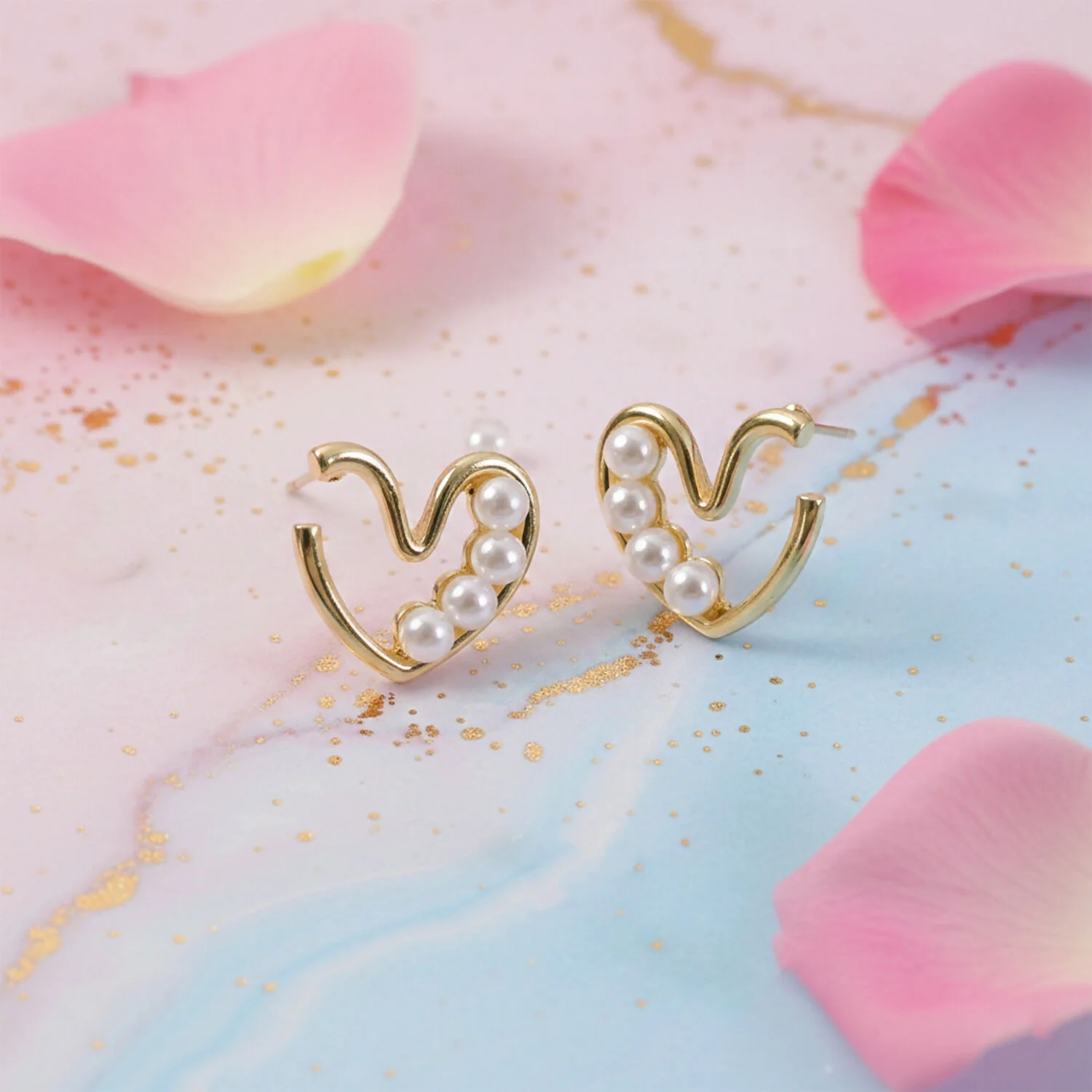 Gold Plated Swan Design Pearl Stud Earrings for Women & Girls – Elegant Pearl Designer Earrings - Image 3