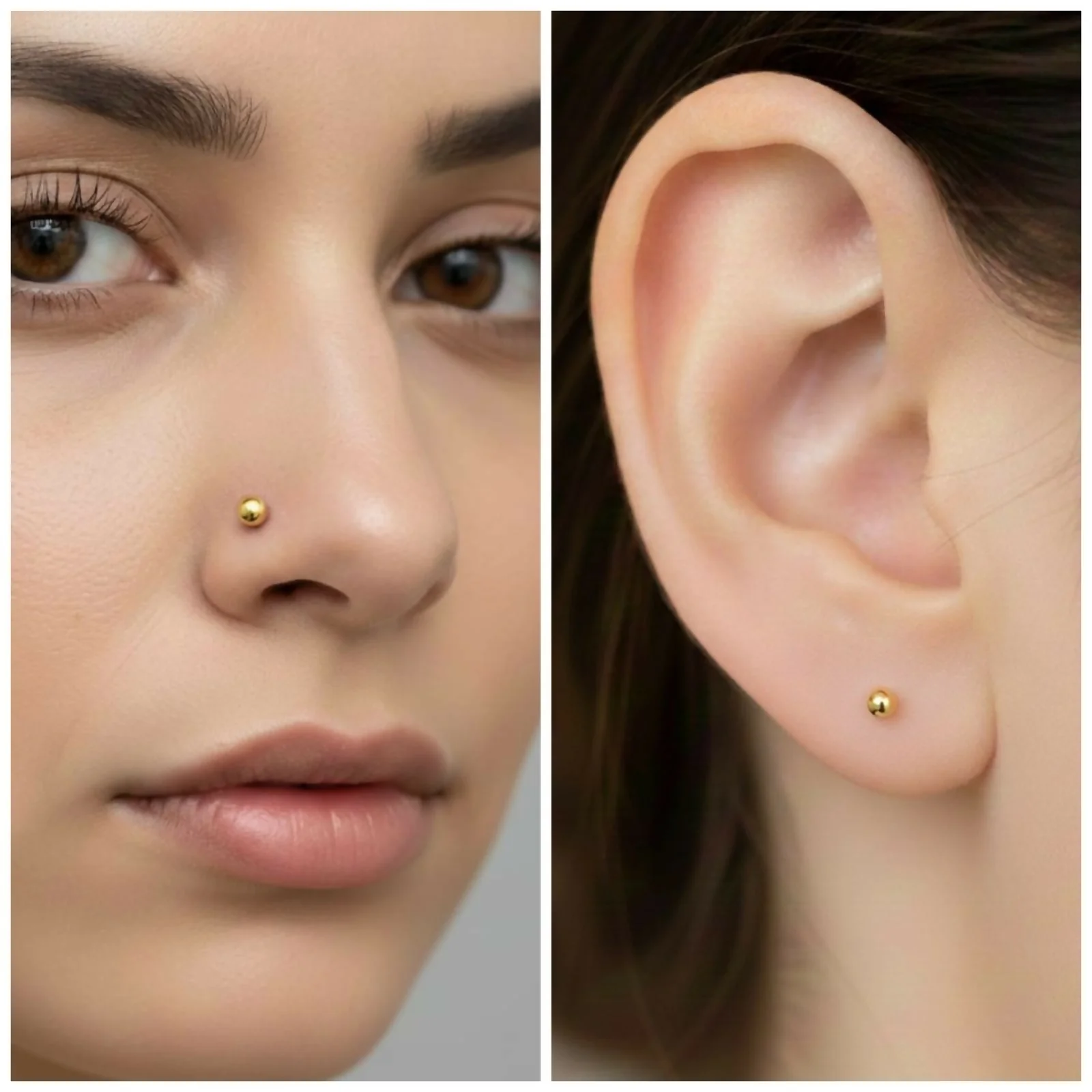 Gold Plated Titanium Labret nosepin stud Laung Koka Nathni Combo Pack of 4 - Image 4