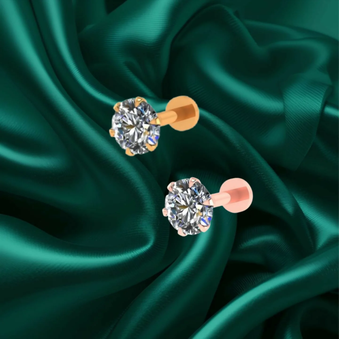 Gold & rose plated Nosepin stud Flat Back Stud for women and girls Combo Pack of 2 - Image 2