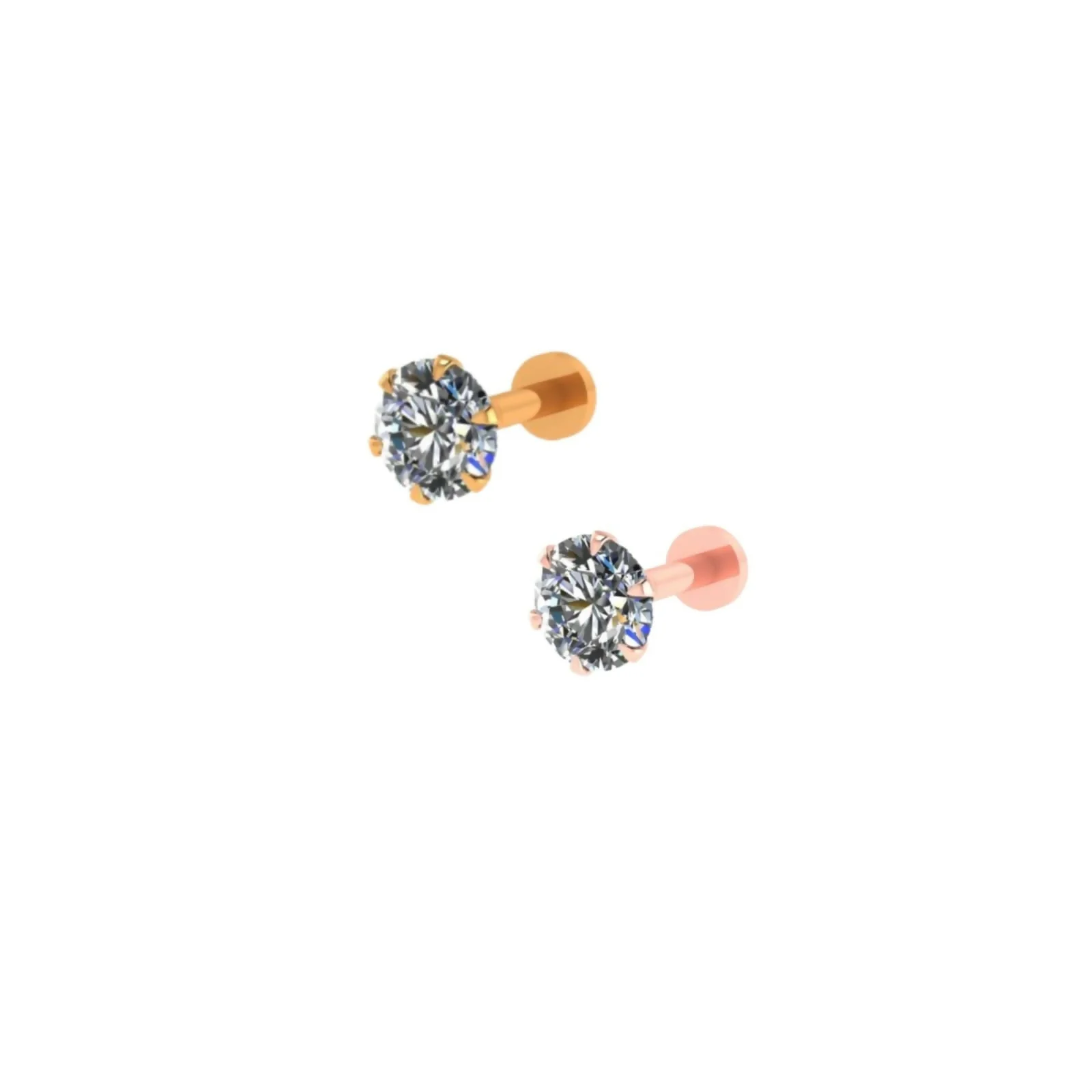 Gold & rose plated Nosepin stud Flat Back Stud for women and girls Combo Pack of 2 - Image 3