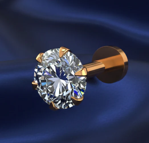 Gold Single AD Nosepin Laung Koka Nathni Round Solitaire Flat Back Stud - Image 2