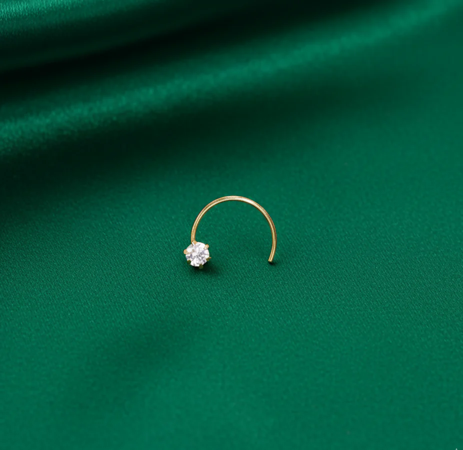 Gold Single Diamond Nosepin Laung Koka Nathni for women and girls - Image 2
