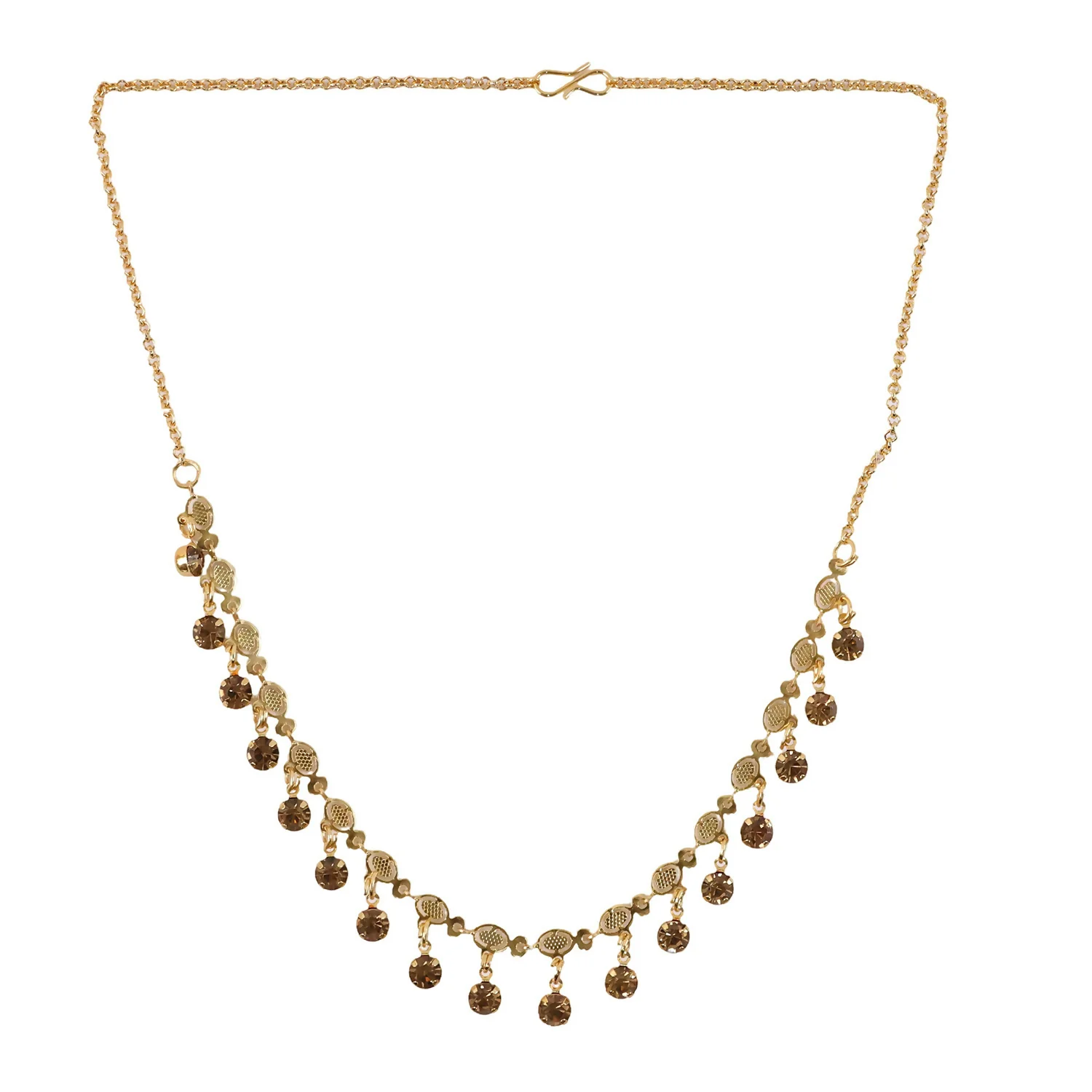 Gold Tone Beaded Drop Necklace with Elegant Fringe Design - Image 5