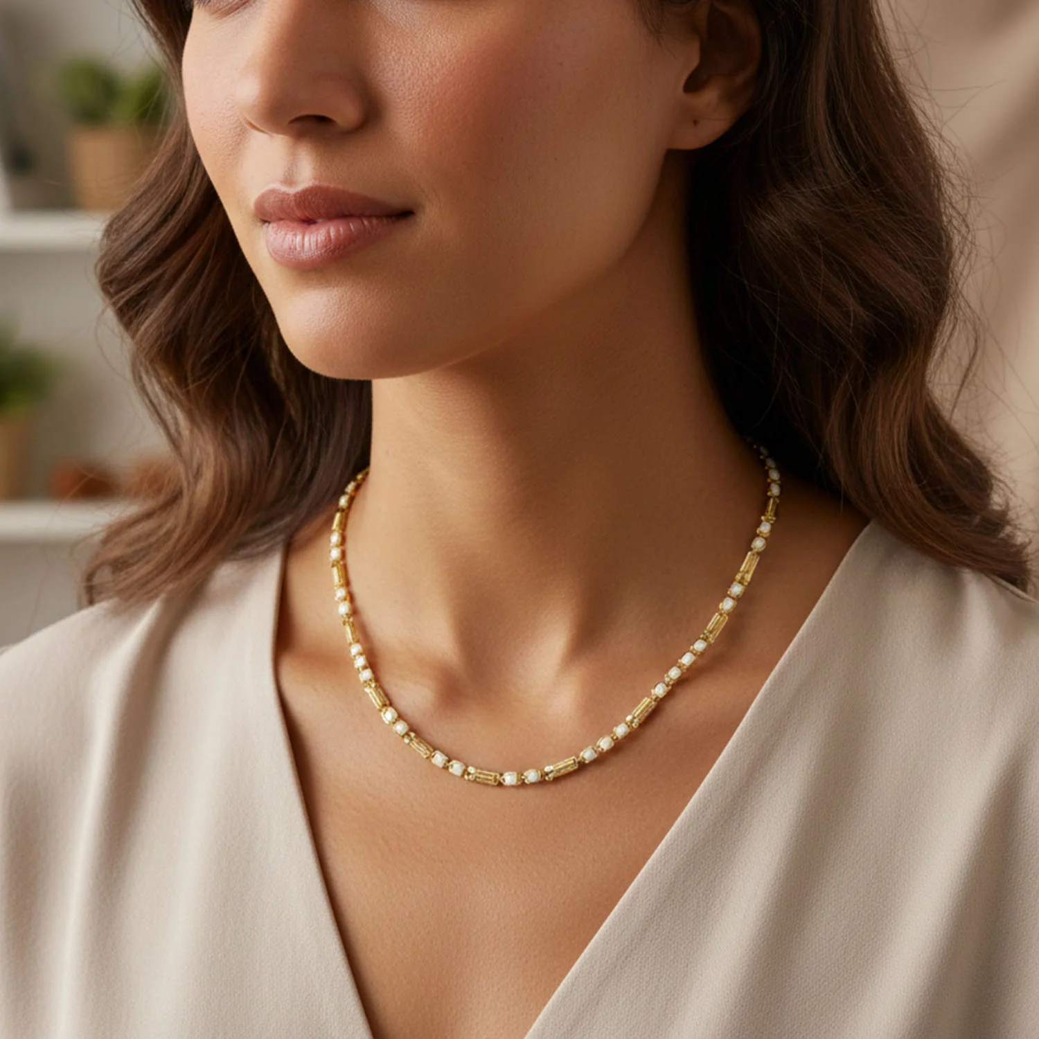 Gold-Tone Designer Chain Necklace (1 Pc) - Image 4