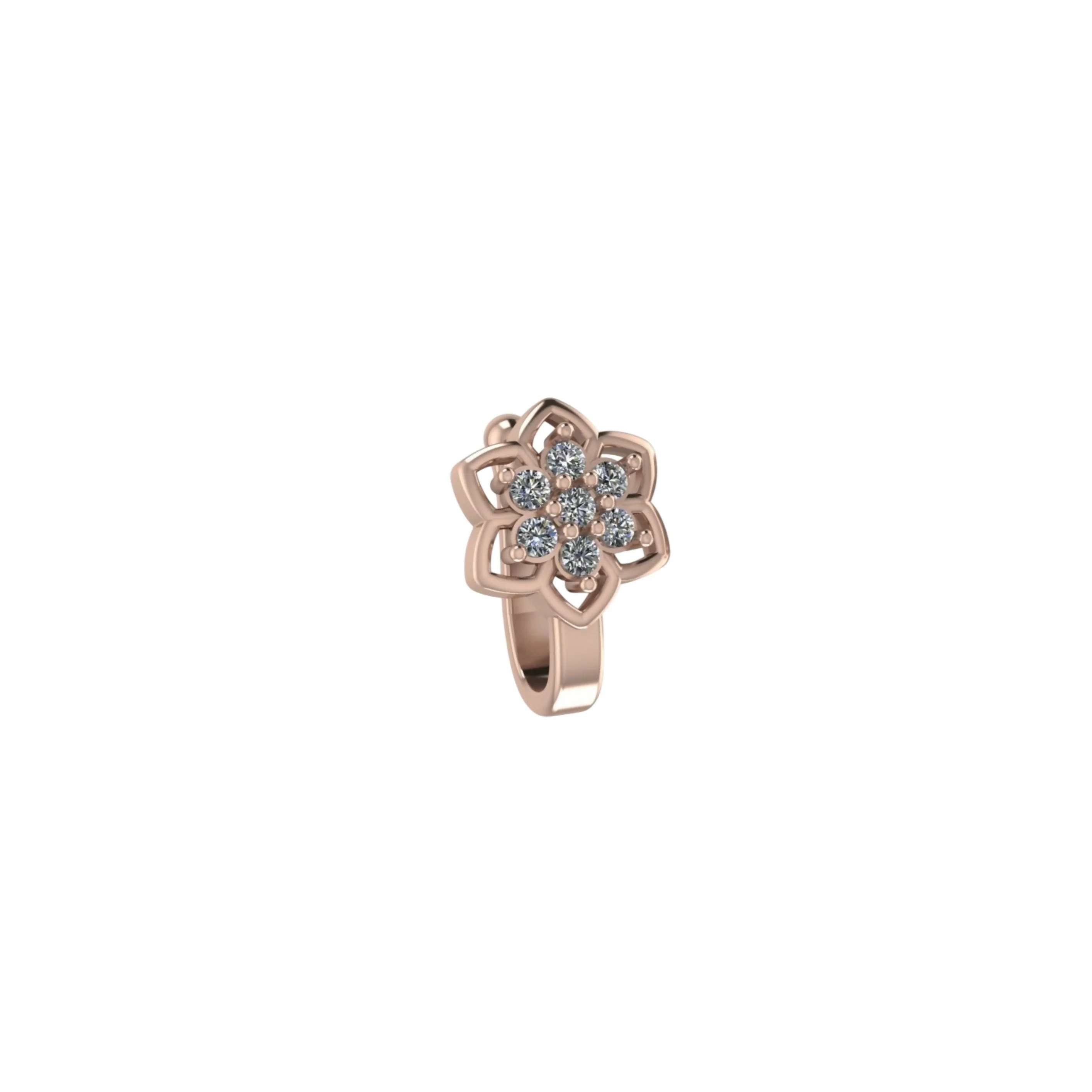 Gold Tone Flower Design Fake Nose Stud/Nath - Image 2