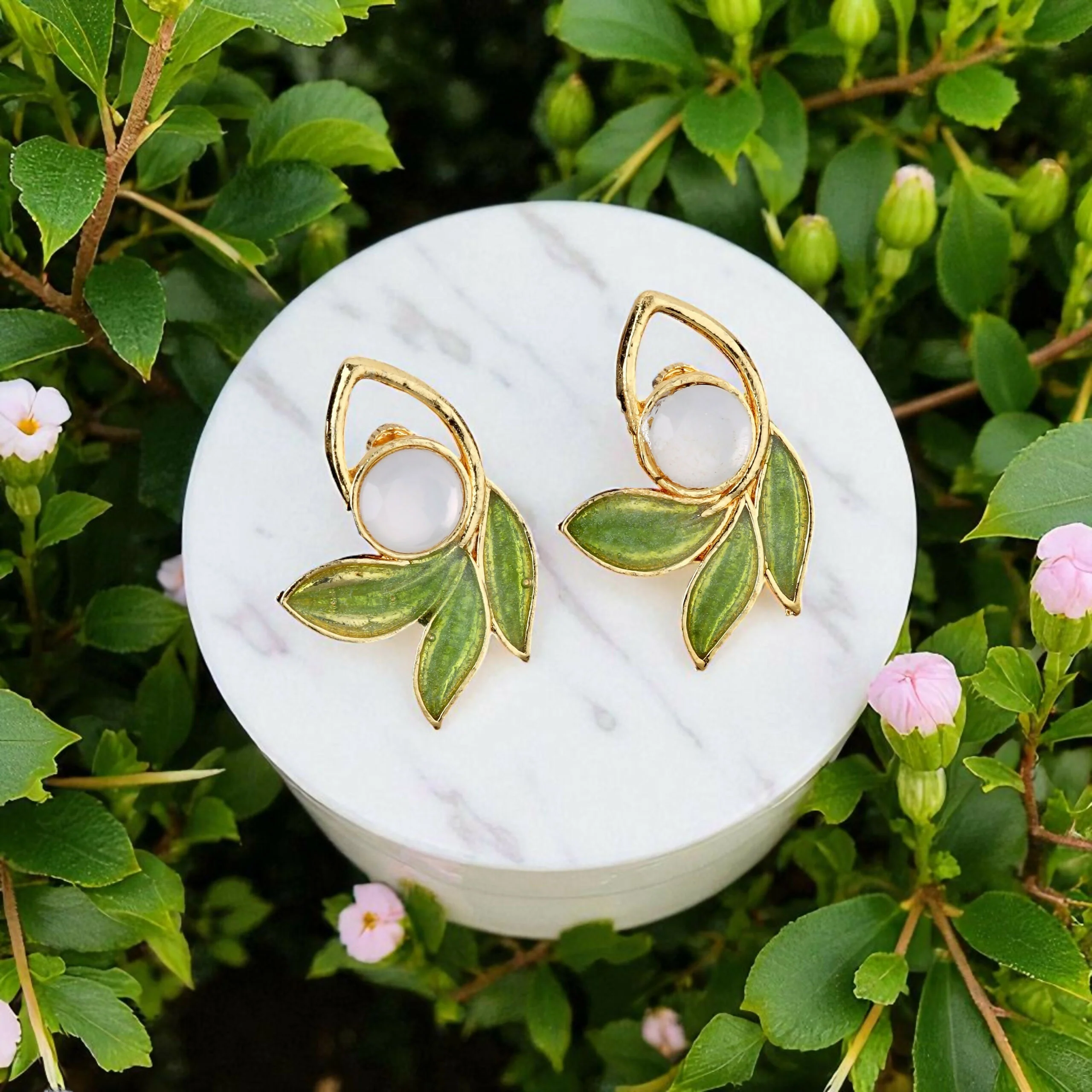 Gold-Toned American Diamond Floral Drop Set - Image 4