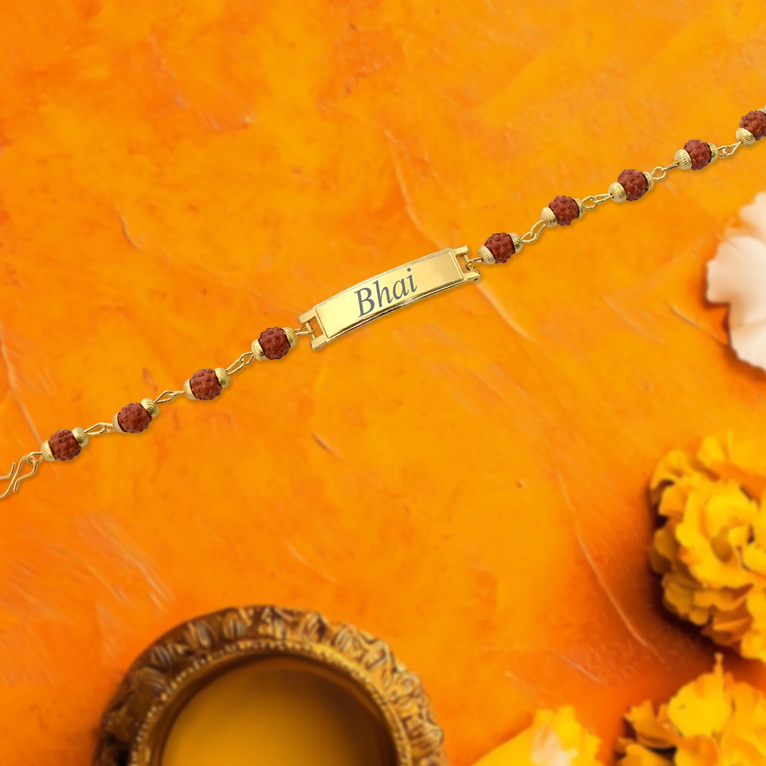 Custom Gold-Plated Name Bracelet with Beaded Chain – Personalized Gift for Men - Image 2