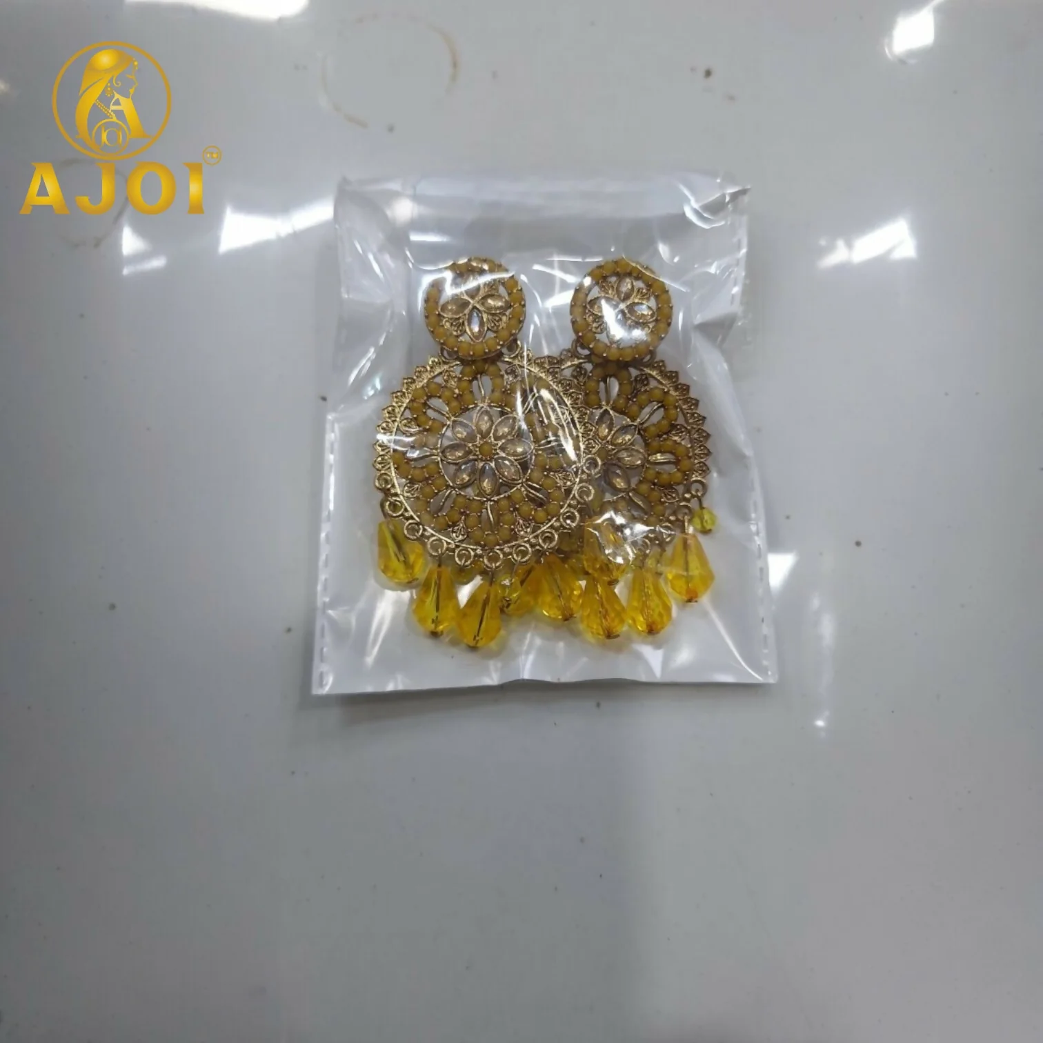 Golden Amber Floral Earrings - Image 5