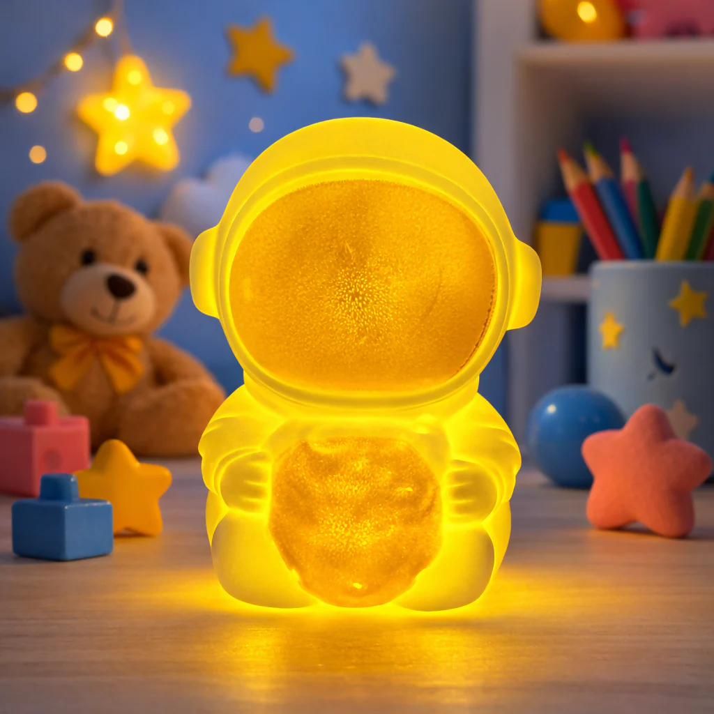 Golden Astronaut LED Night Lamp Moon Light Kids Room Bedroom Table Decor - Image 3