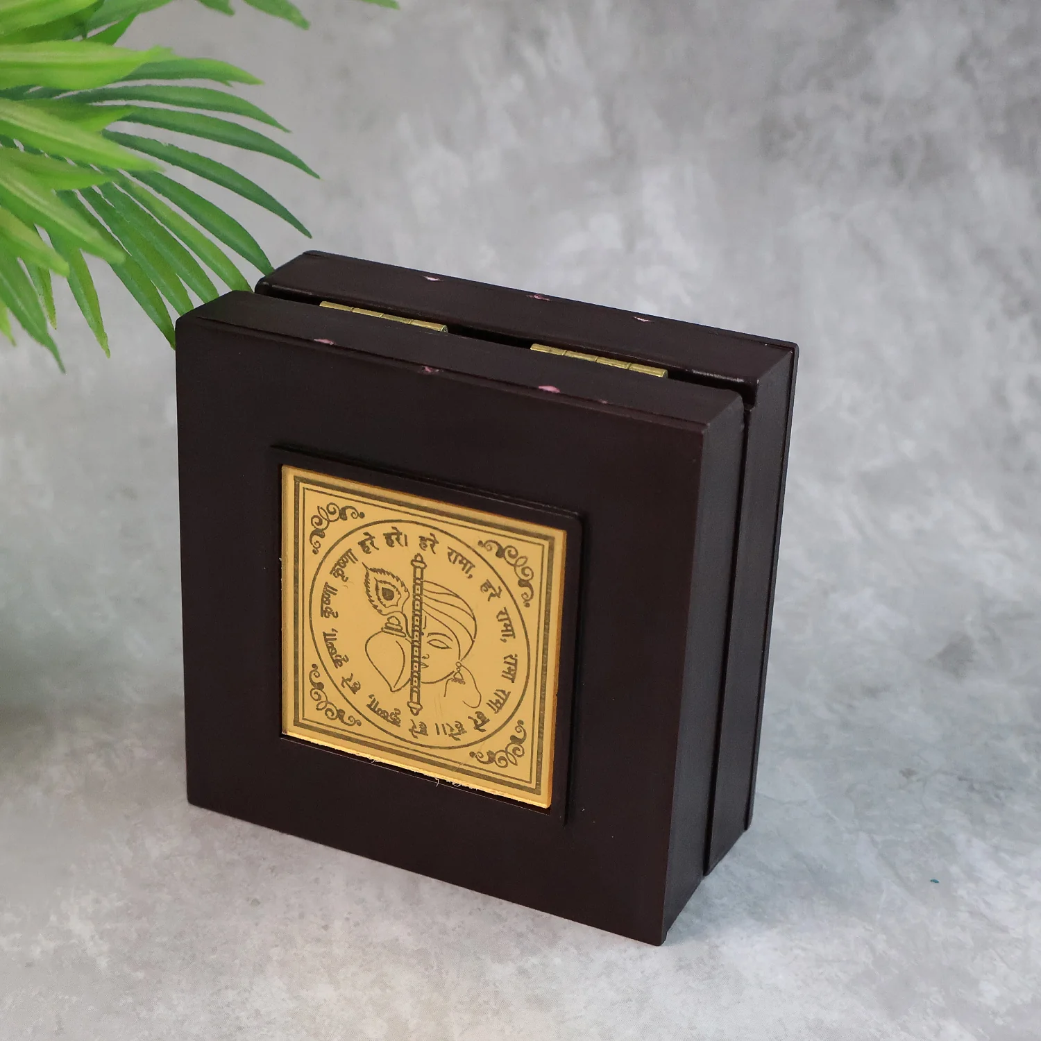 Golden Charan Paduka in Wooden Box – Spiritual Gift & Pooja Accessory - Image 4