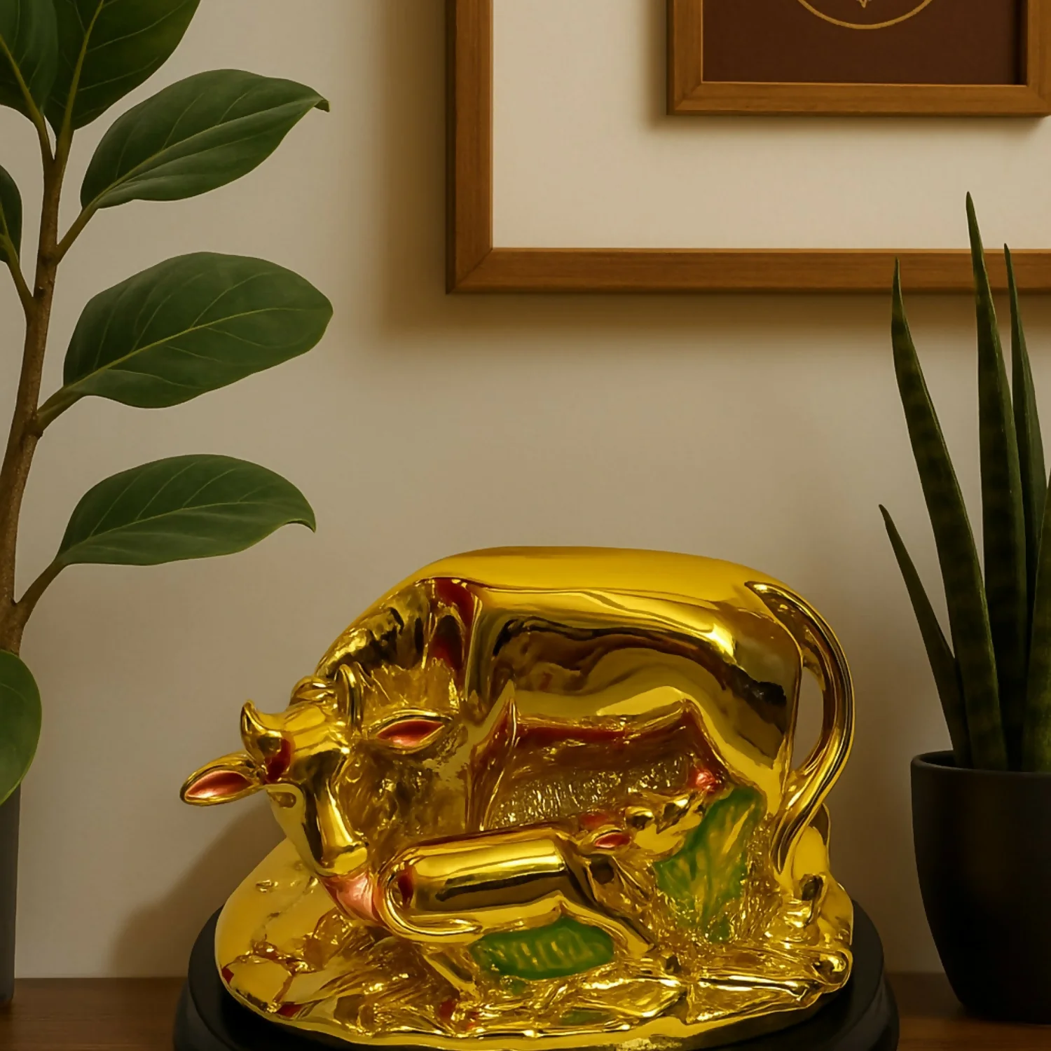 Golden Cow with Calf Showpiece Decorative Idol for Home Decor - Image 4