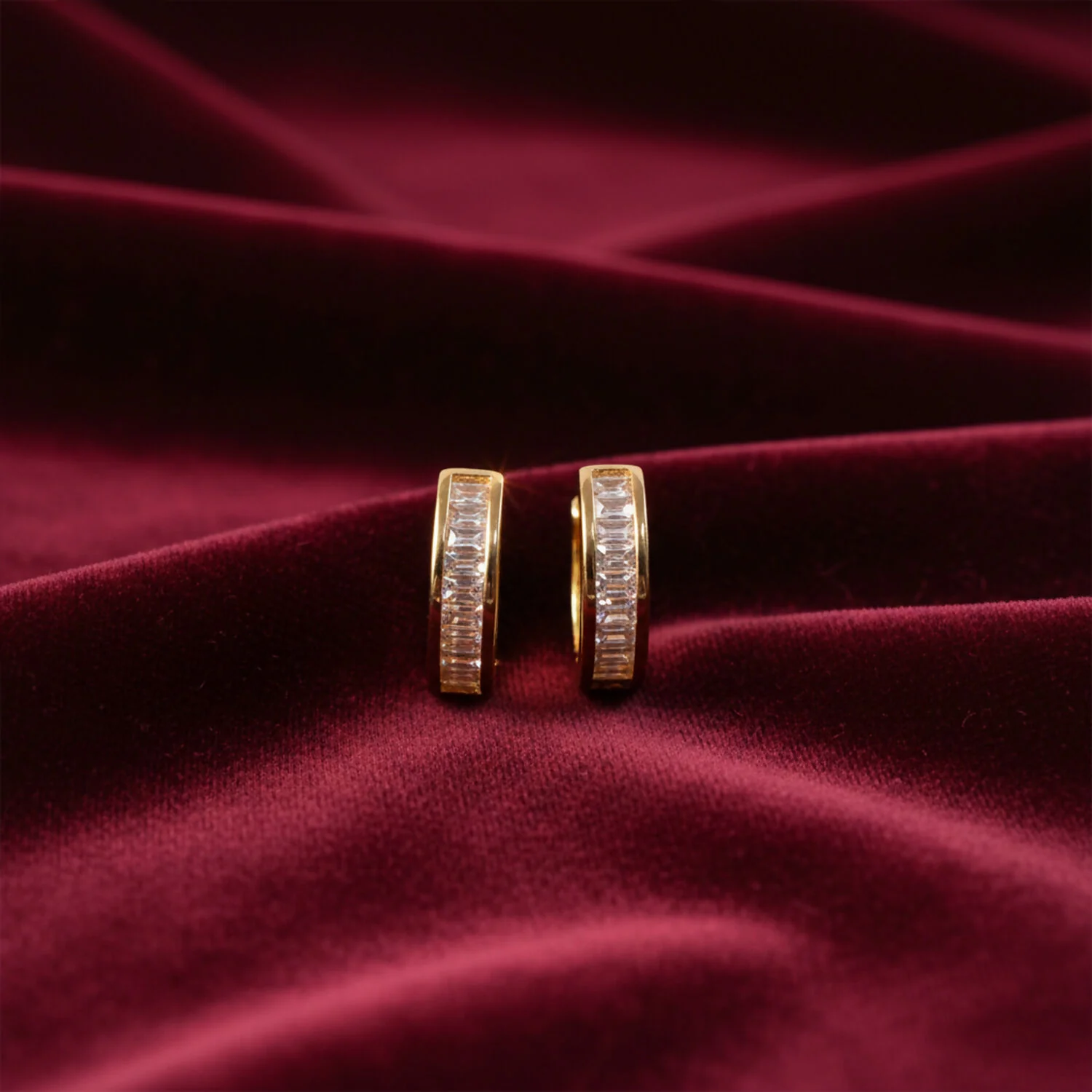 Golden Crystal Studded Hoop Earrings for Daily & Party Wear - Image 2