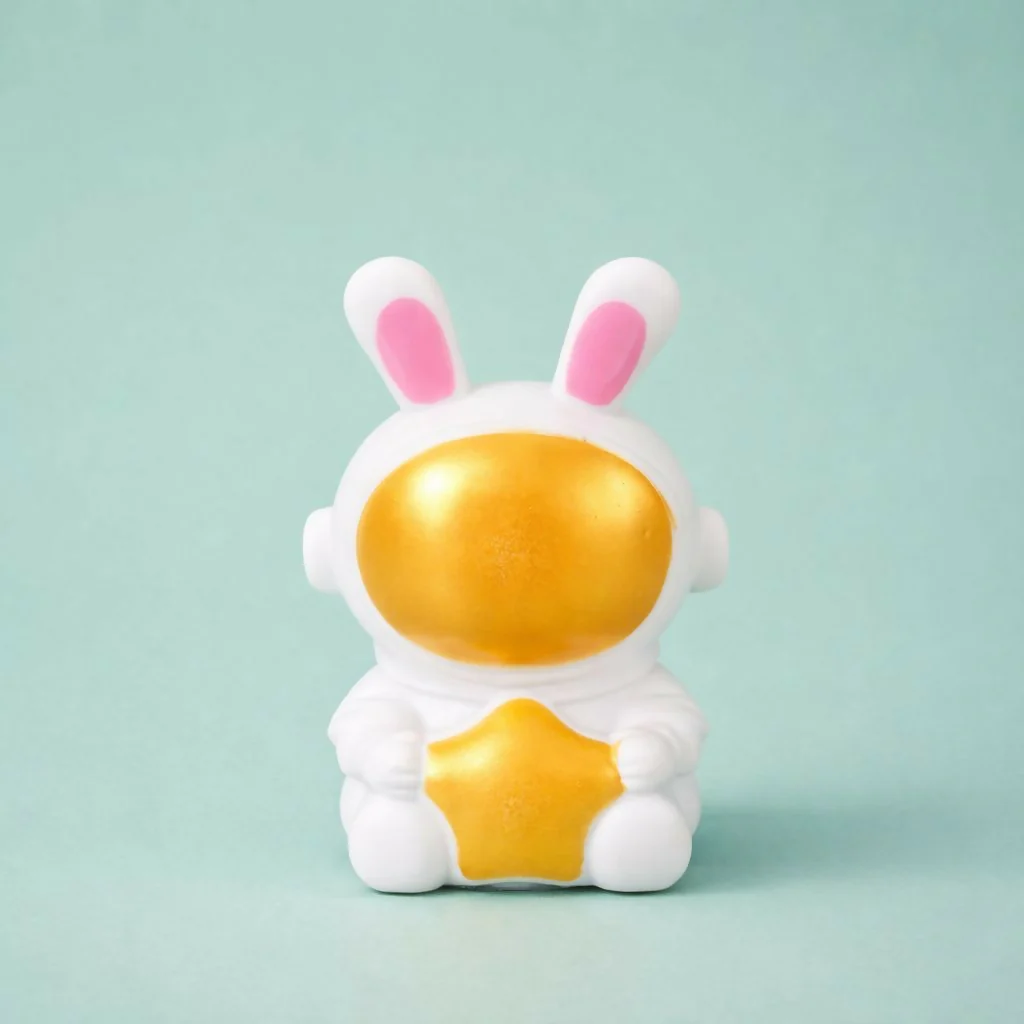 Golden Cute Bunny Astronaut LED Night Lamp with Star for Kids Room Decor - Image 2
