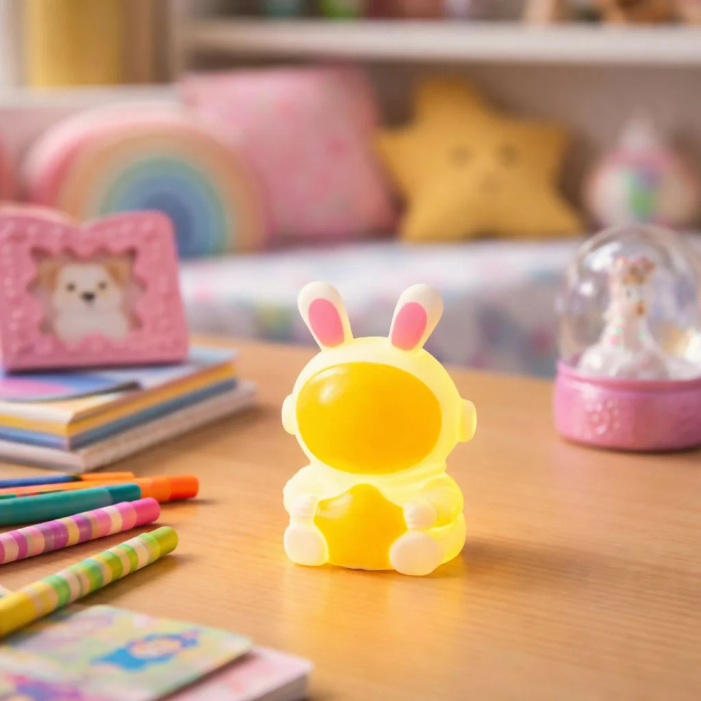 Golden Cute Bunny Astronaut LED Night Lamp with Star for Kids Room Decor - Image 2
