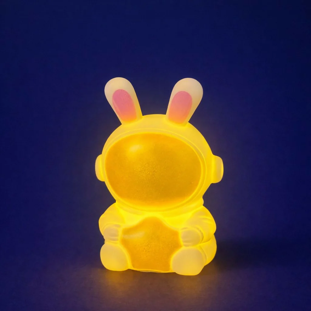 Golden Cute Bunny Astronaut LED Night Lamp with Star for Kids Room Decor - Image 3