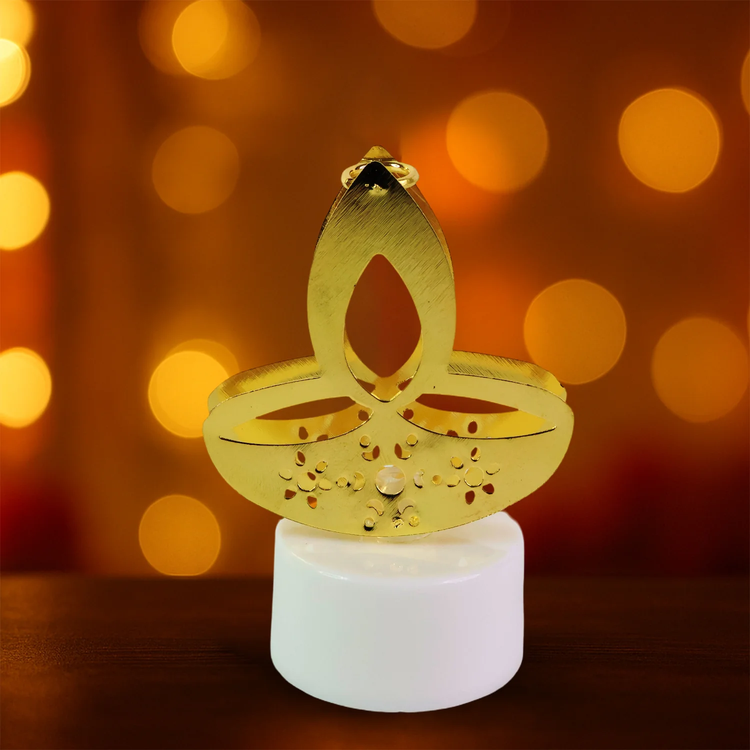 Golden Diya Shaped LED Tealight Candles (12 Pc) - Image 6
