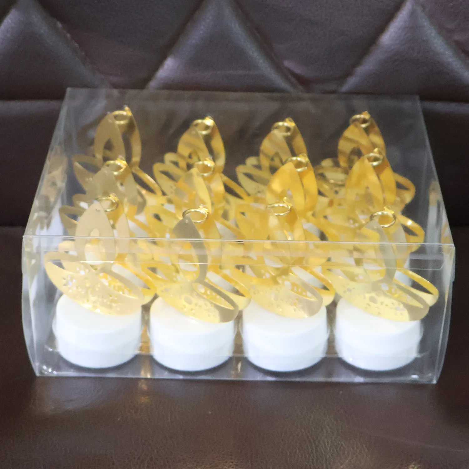 Golden Diya Shaped LED Tealight Candles (12 Pc) - Image 7