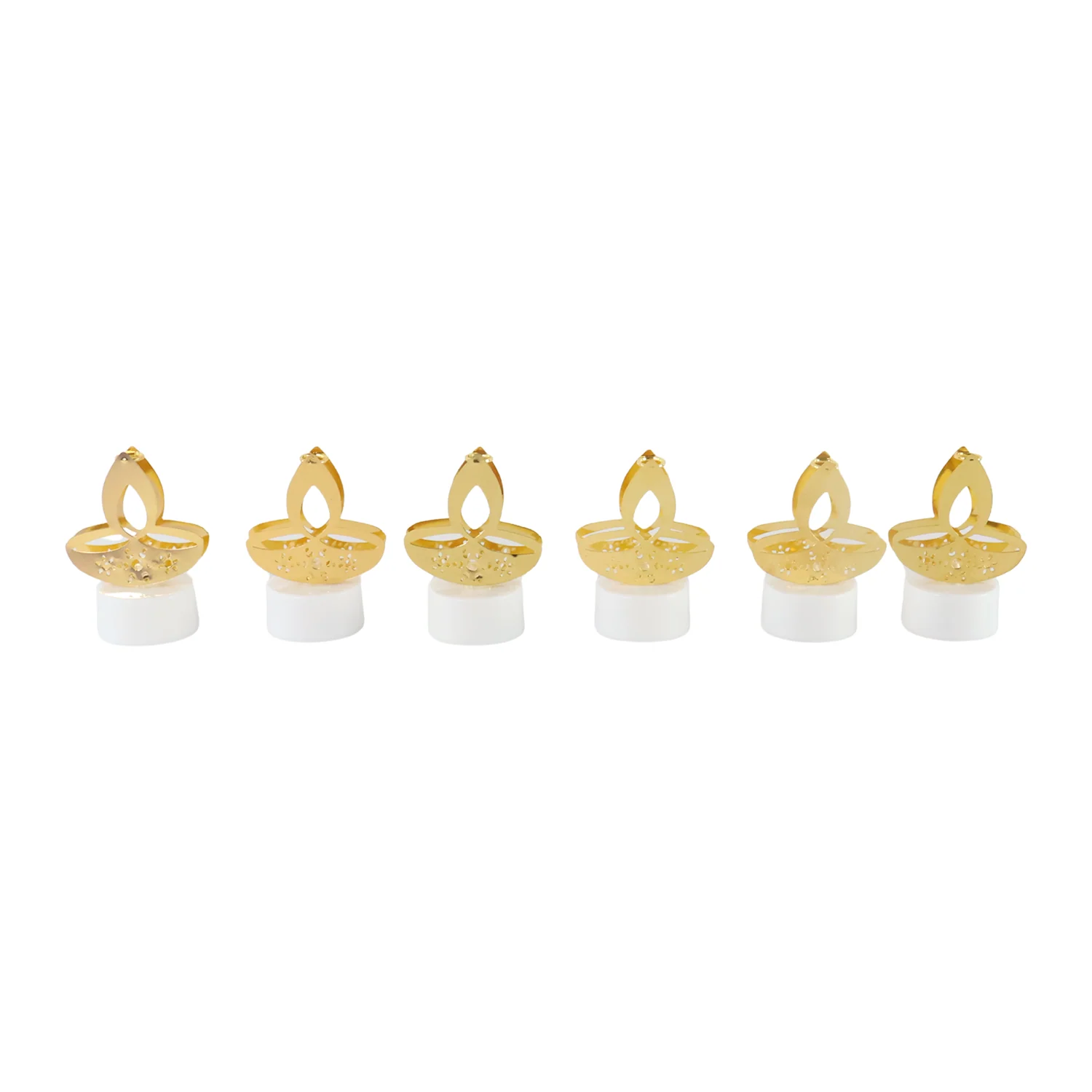 Golden Diya Shaped LED Tealight Candles (6 Pc) - Image 5