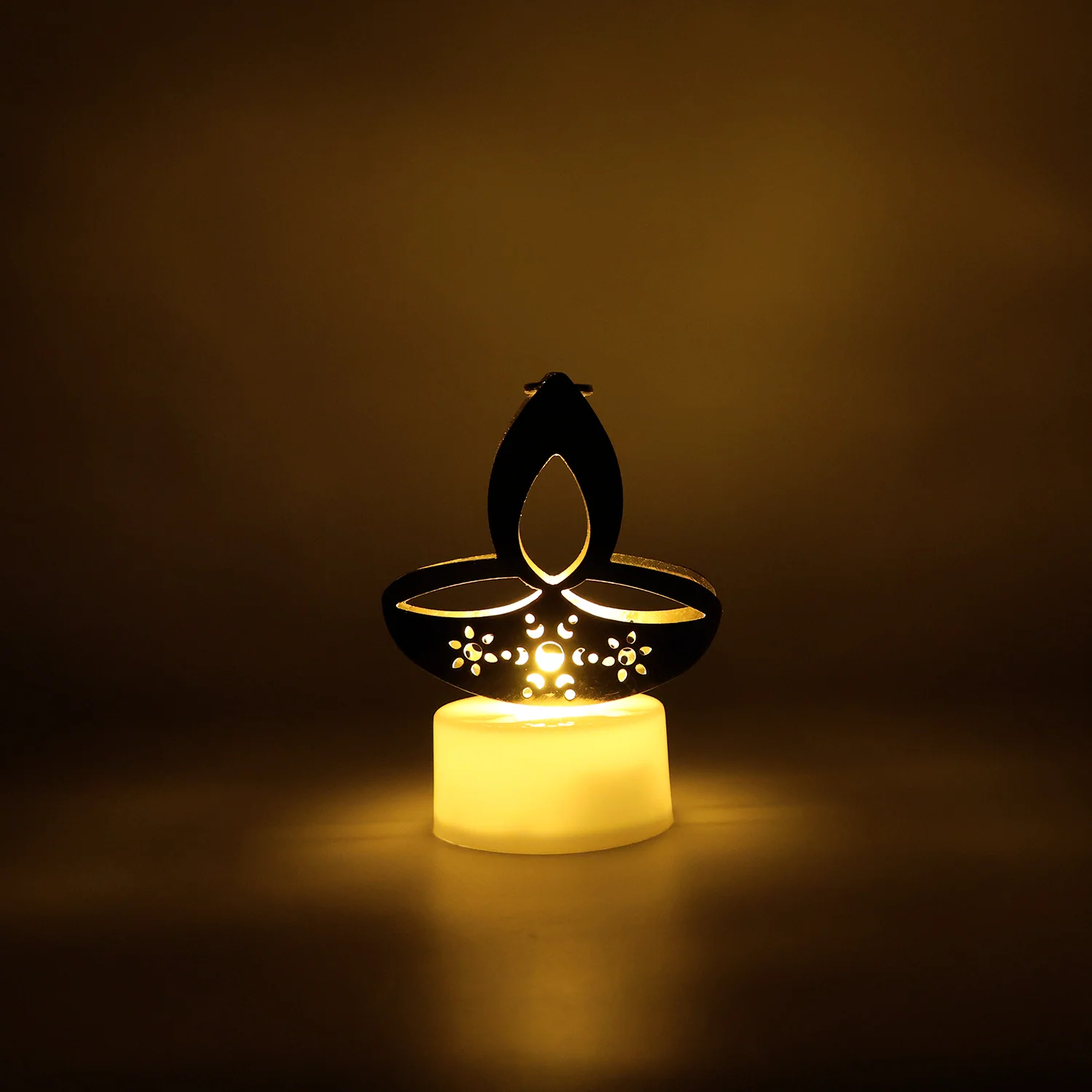 Golden Diya Shaped LED Tealight Candles (6 Pc) - Image 7