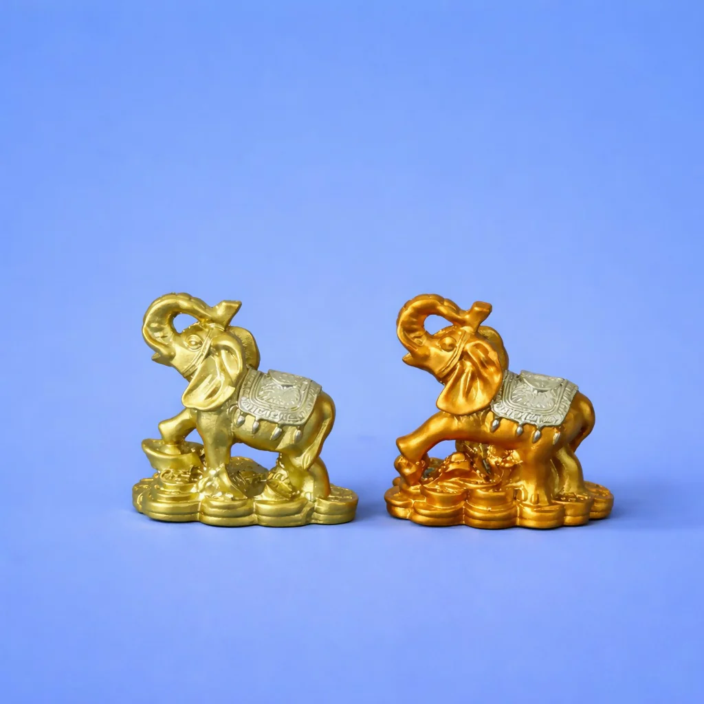 Golden Elephant Showpiece Set of 4 for Home Decor, Wealth & Good Luck - Image 3