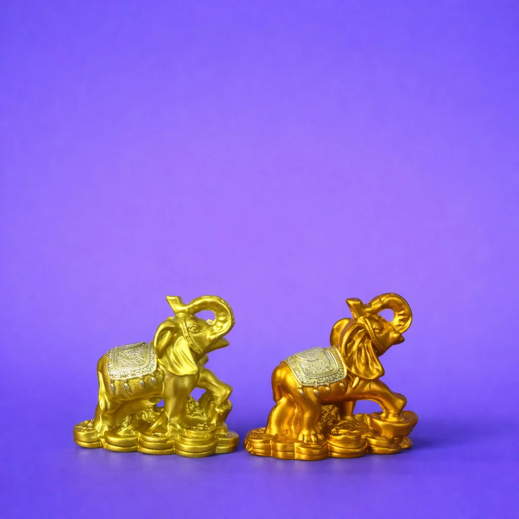 Golden Elephant Showpiece Set of 4 for Home Decor, Wealth & Good Luck - Image 4