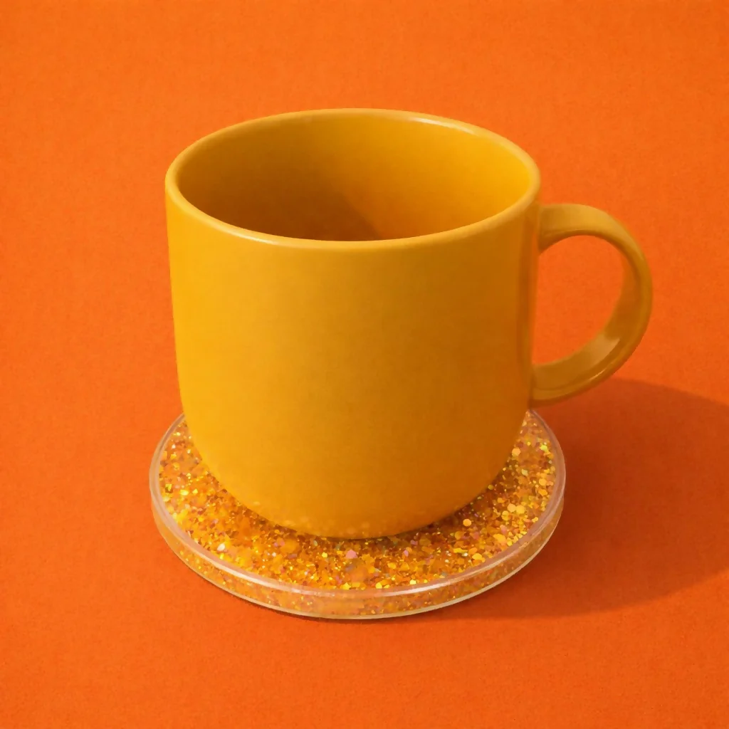 Golden Glitter Liquid Coaster Heat Resistant Cup Mat Decorative - Image 3