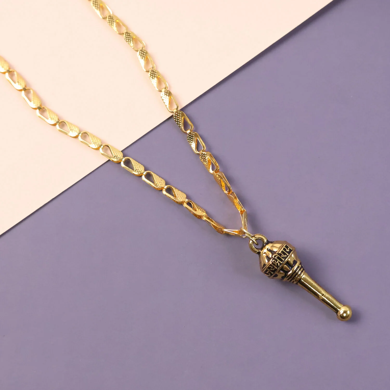 Golden Hanuman Gada Pendant with Chain – Devotional Lightweight Daily Wear - Image 2