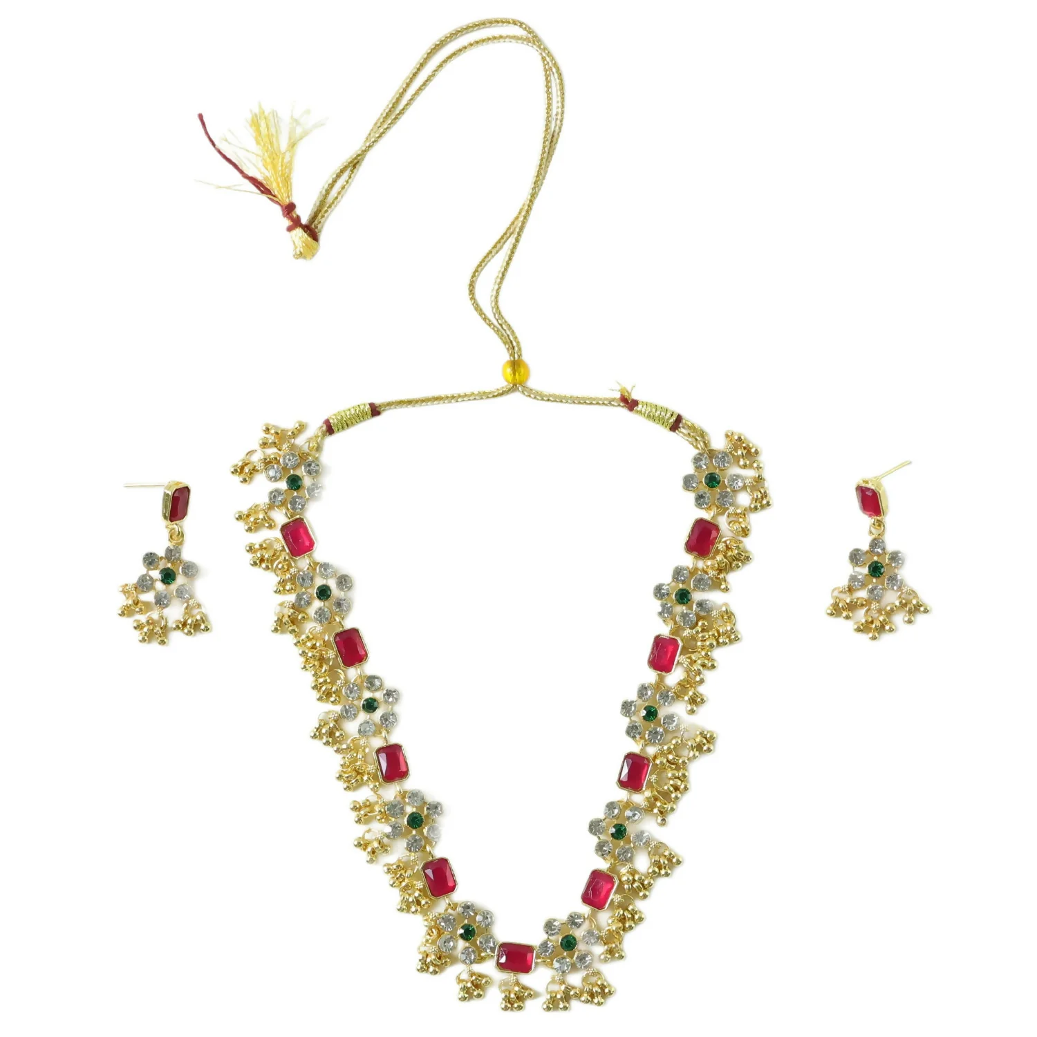 Lotus Floral Necklace Set with Traditional Design - Image 6