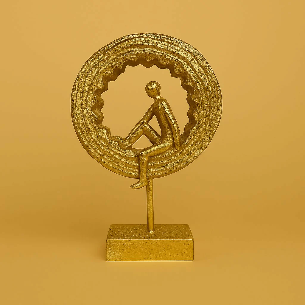 Golden Meditating Yoga Figurine Ring Sculpture for Home Decor (Any One) - Image 2