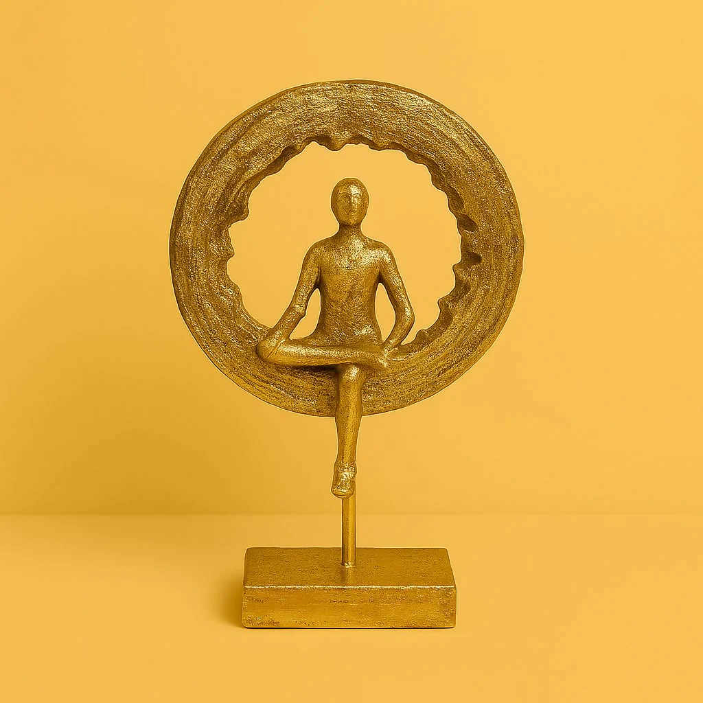 Golden Meditating Yoga Figurine Ring Sculpture for Home Decor (Any One) - Image 3