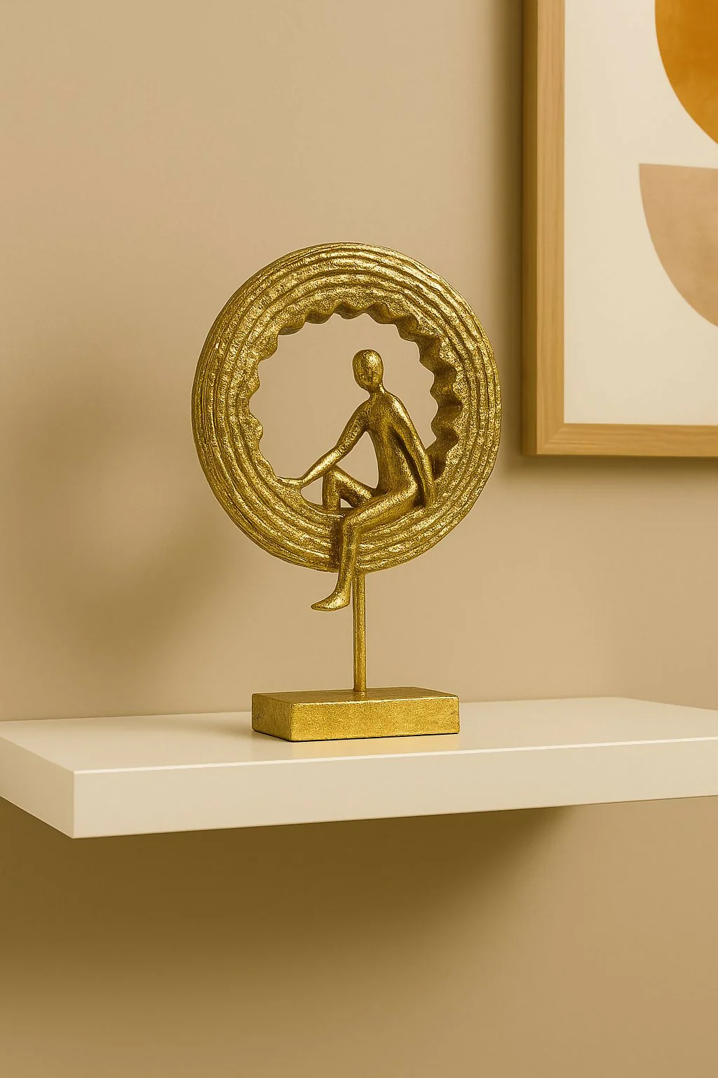 Golden Meditating Yoga Figurine Ring Sculpture for Home Decor (Any One) - Image 4