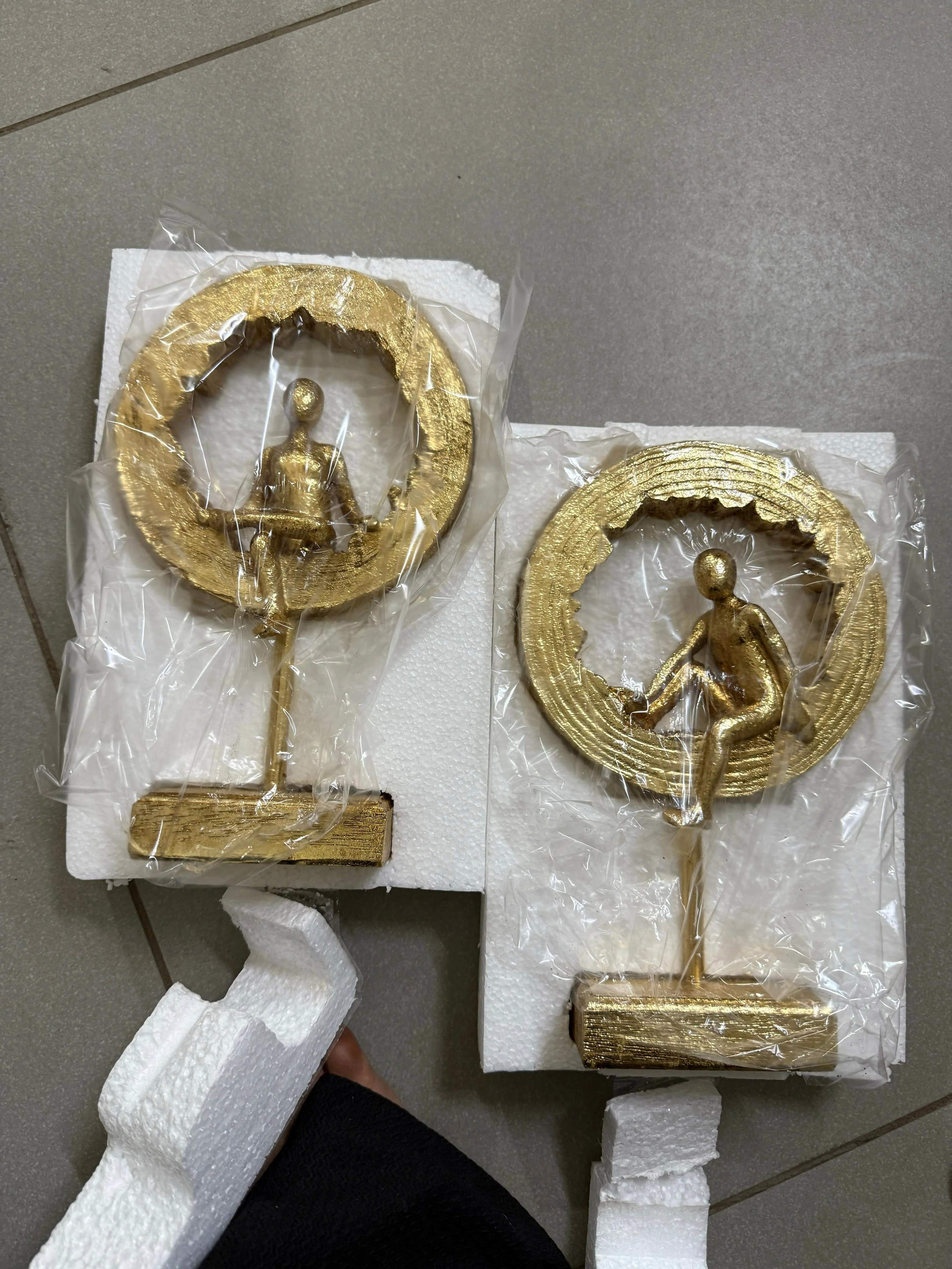 Golden Meditating Yoga Figurine Ring Sculpture for Home Decor (Any One) - Image 5