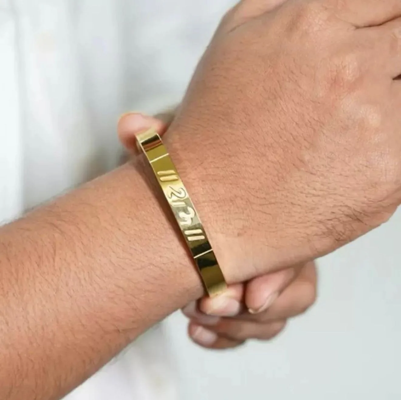 Golden Shree Ram written Kada, Anti-tarnish Bracelet, Skin friendly - Image 7